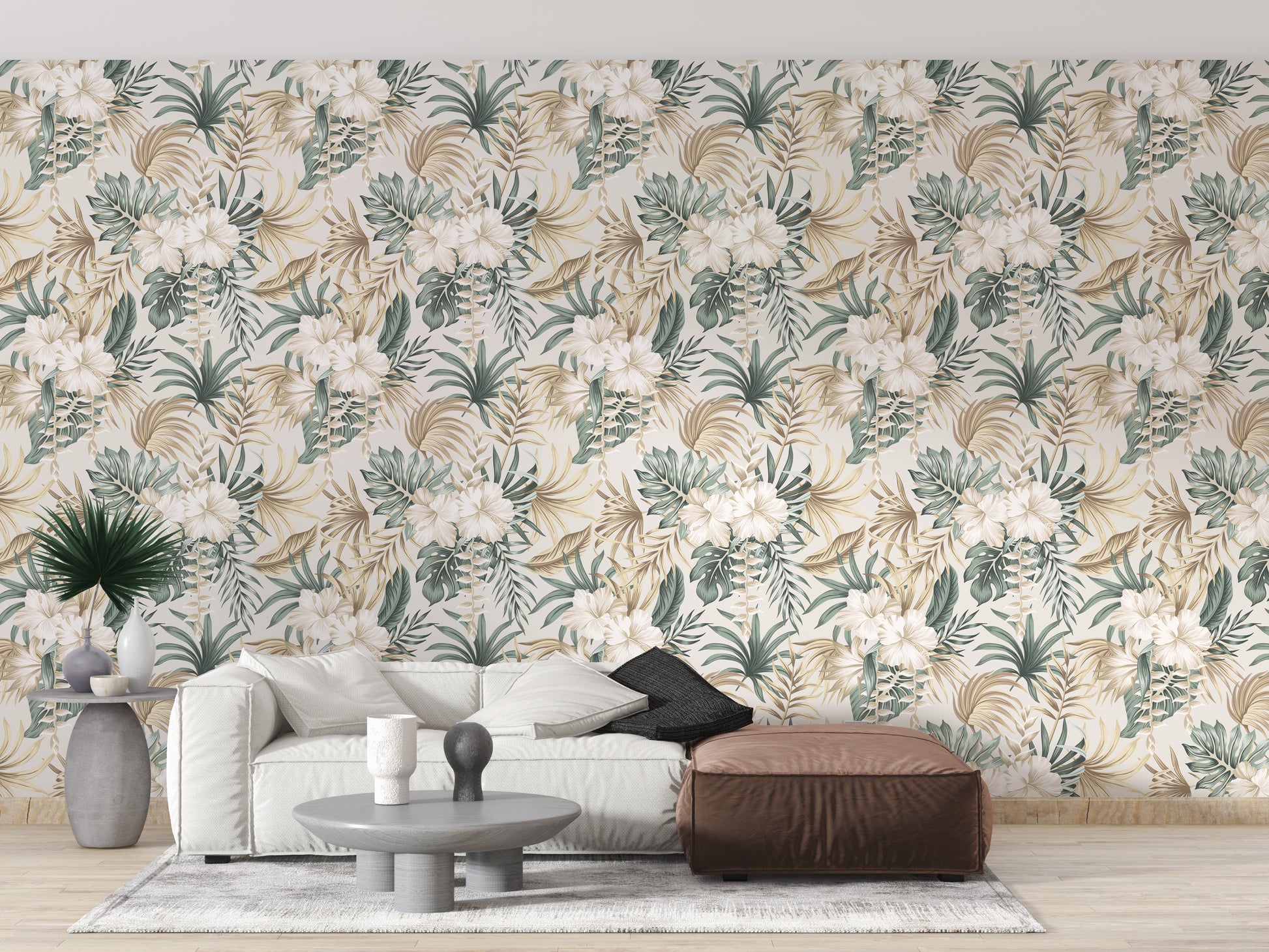 Luxurious tropical foliage wall mural
