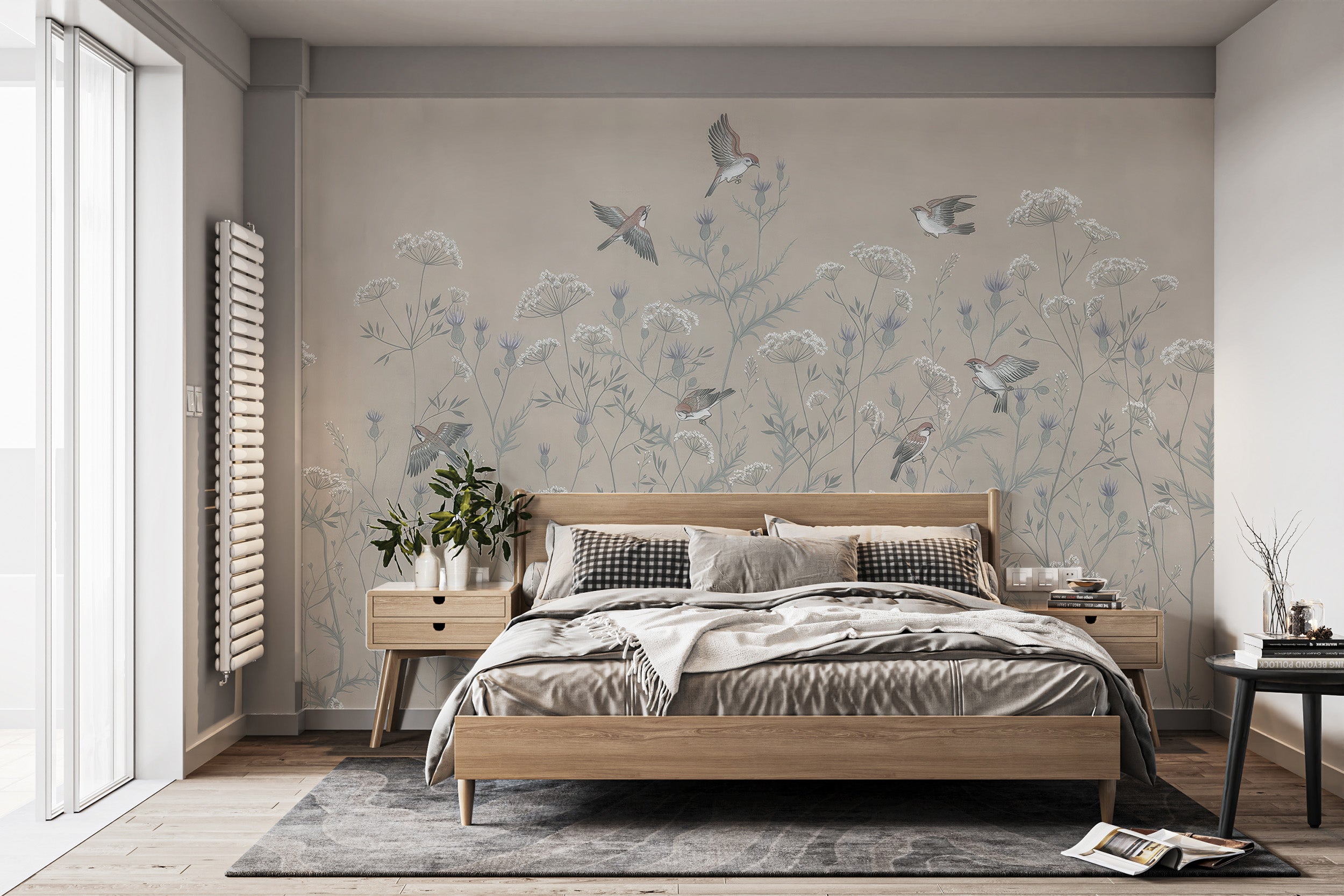 Dreamy bird ballet mural for tranquil bedrooms