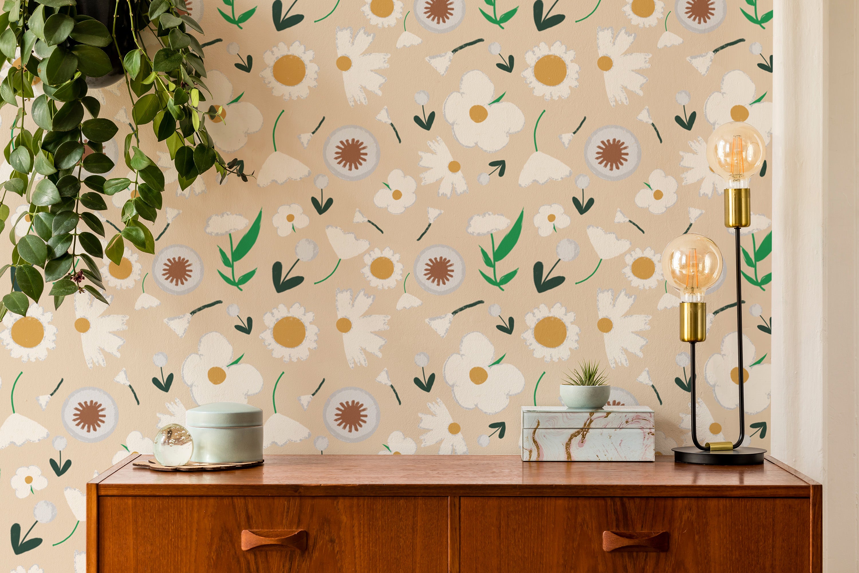 Marigold and Dandelion Pearl Wallpaper for walls
