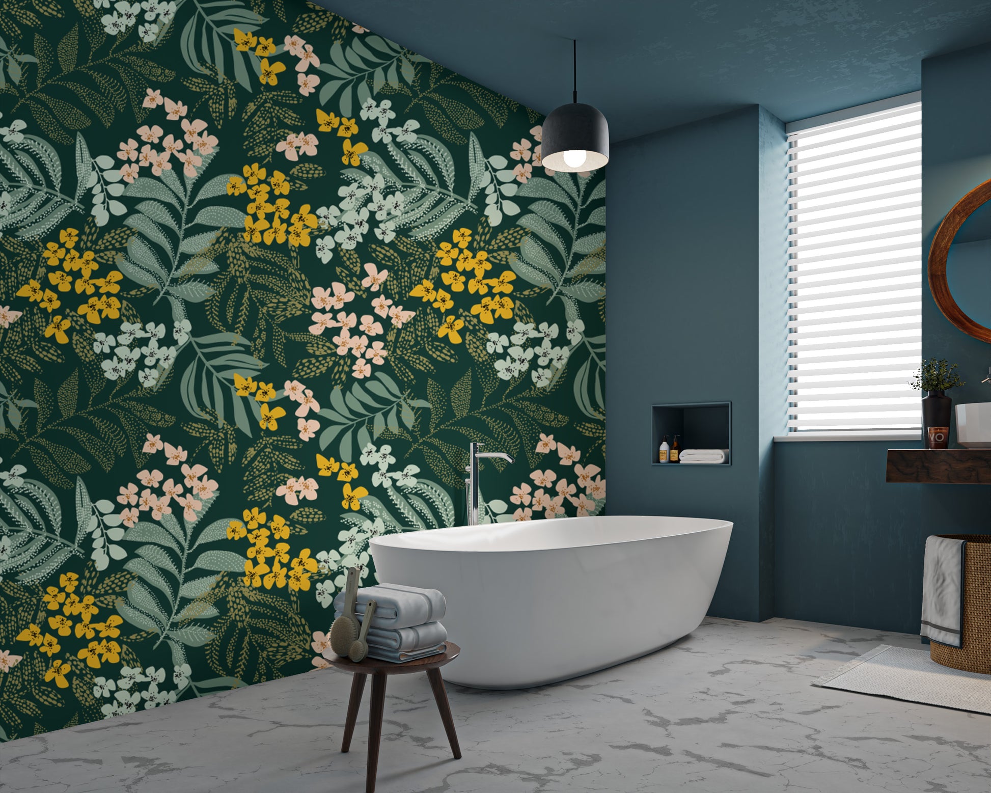 Whimsical Botanical Forest Wall Mural
