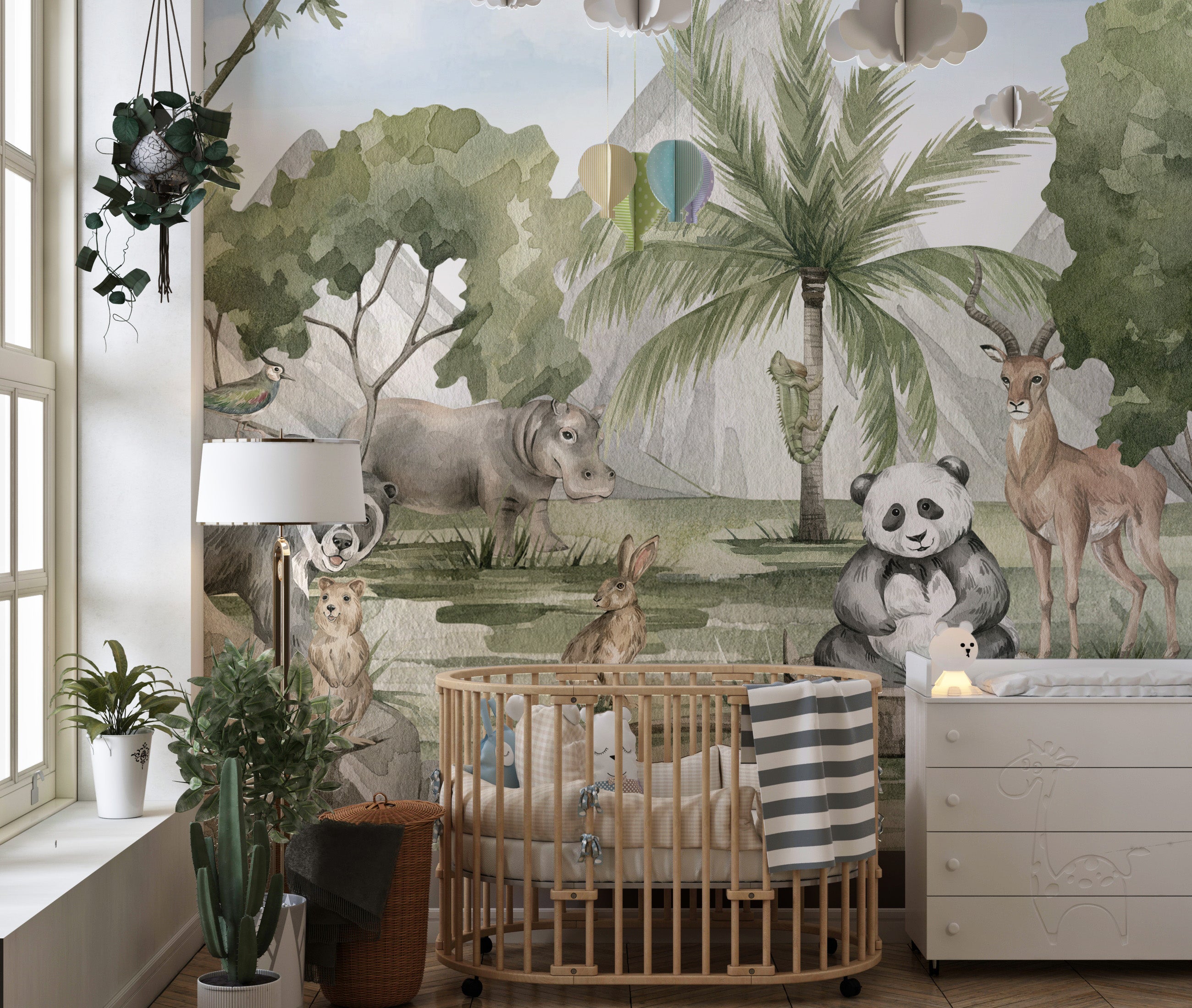 Wildlife adventure wallpaper mural featuring the savanna