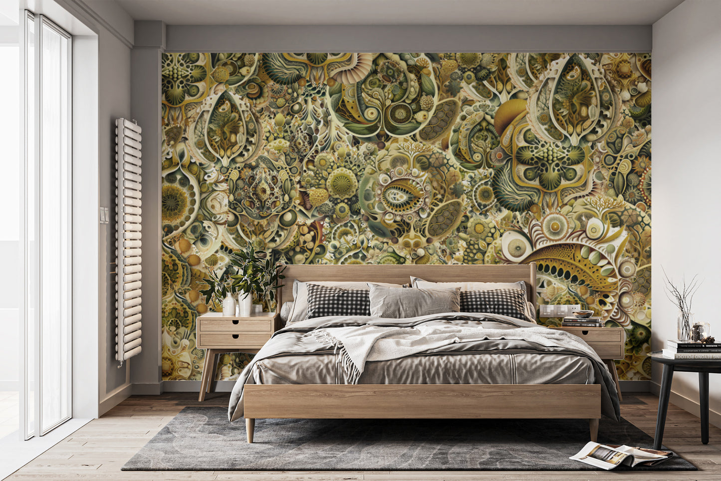 Green Color Abstract Haeckel Wallpaper Murals - Giffywalls