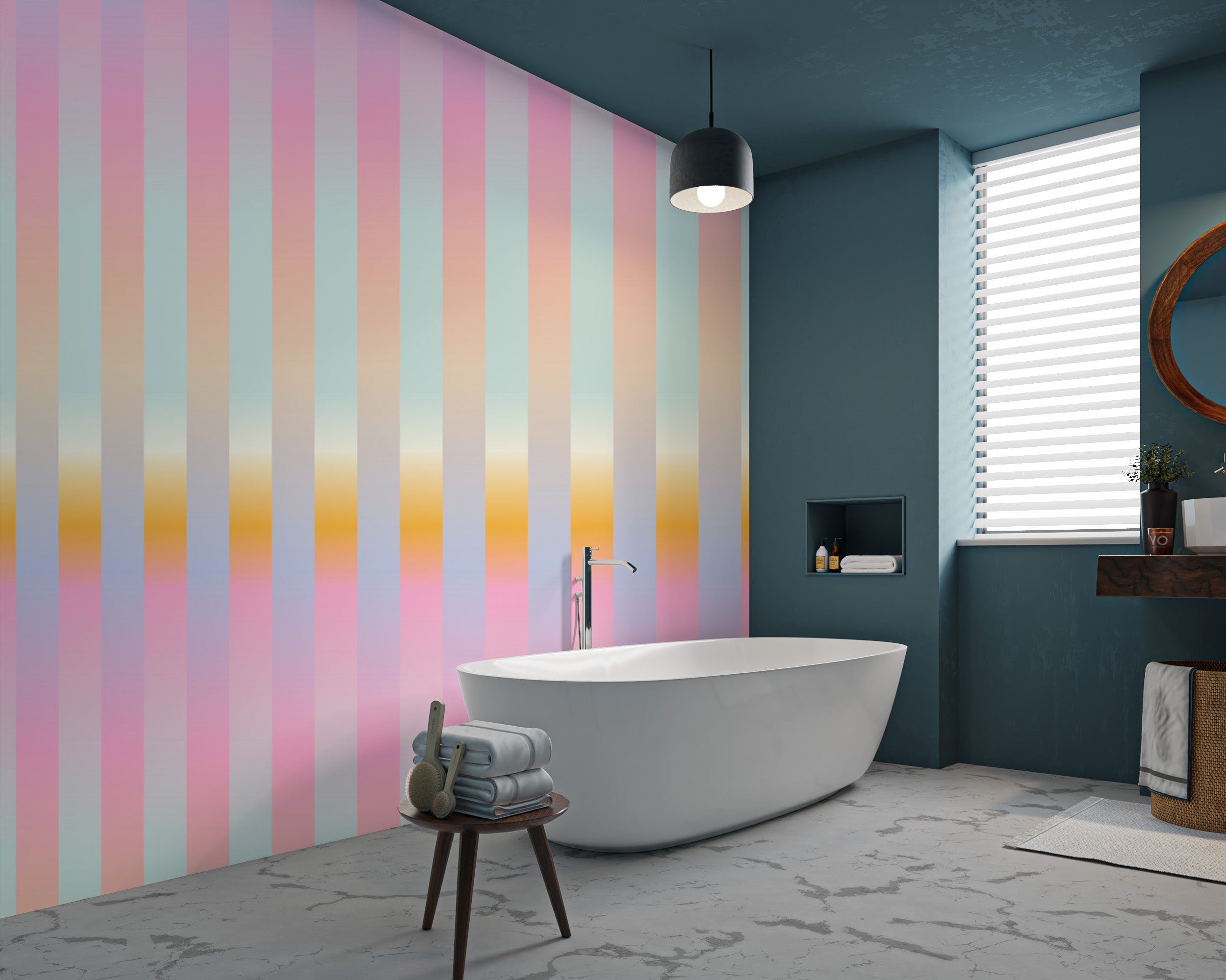 Artistic Soft-Hued Striped Wall Art Design