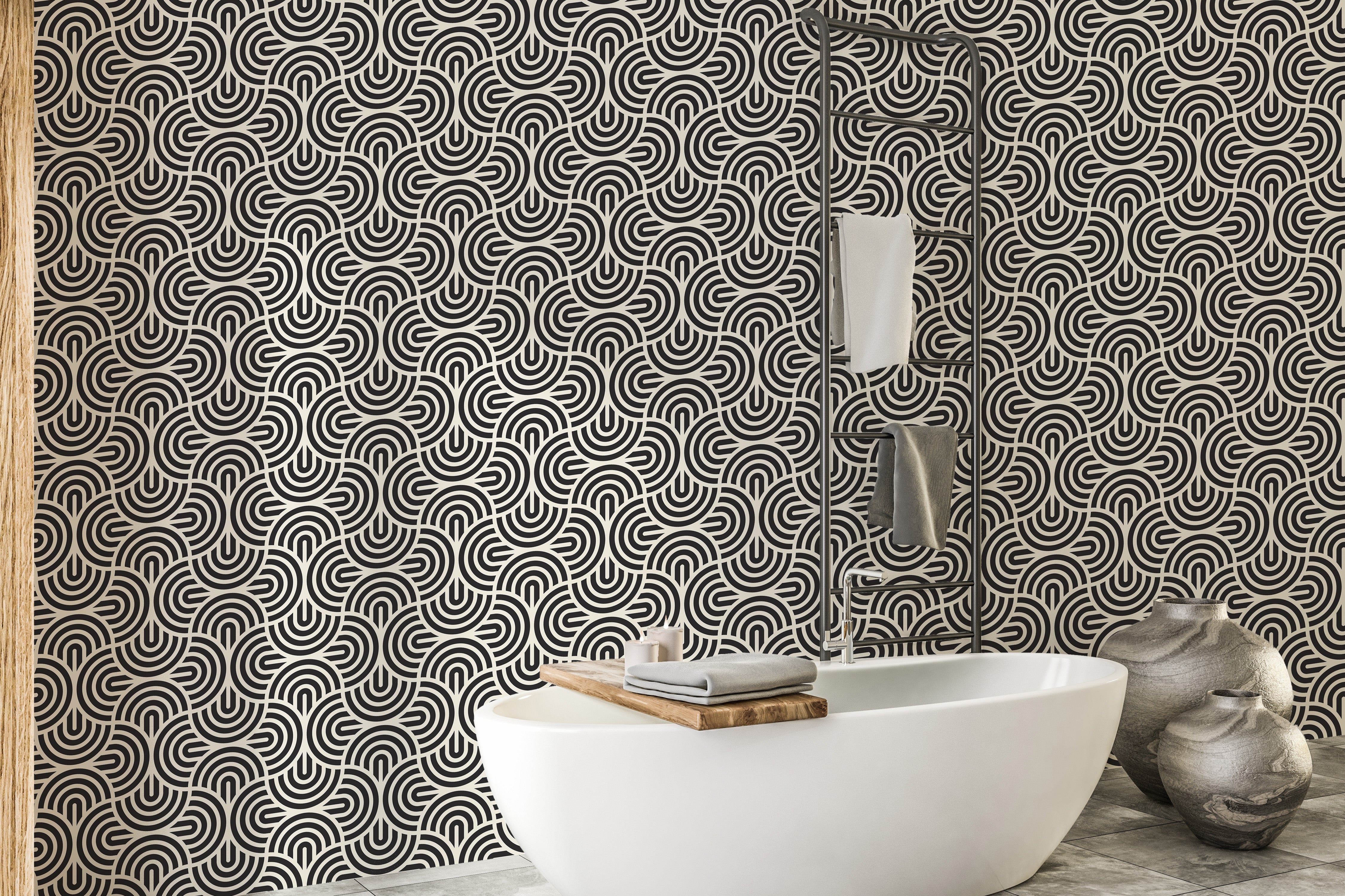 Black abstract wallpaper with modern stripes
