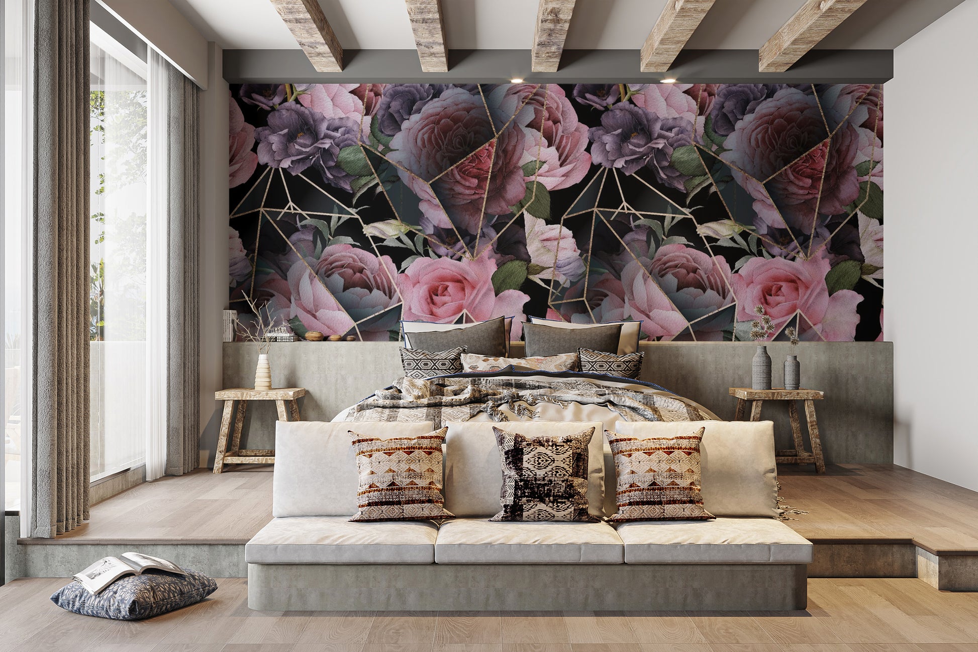 Modern Pink Flowers Wallpaper for Elegant Spaces