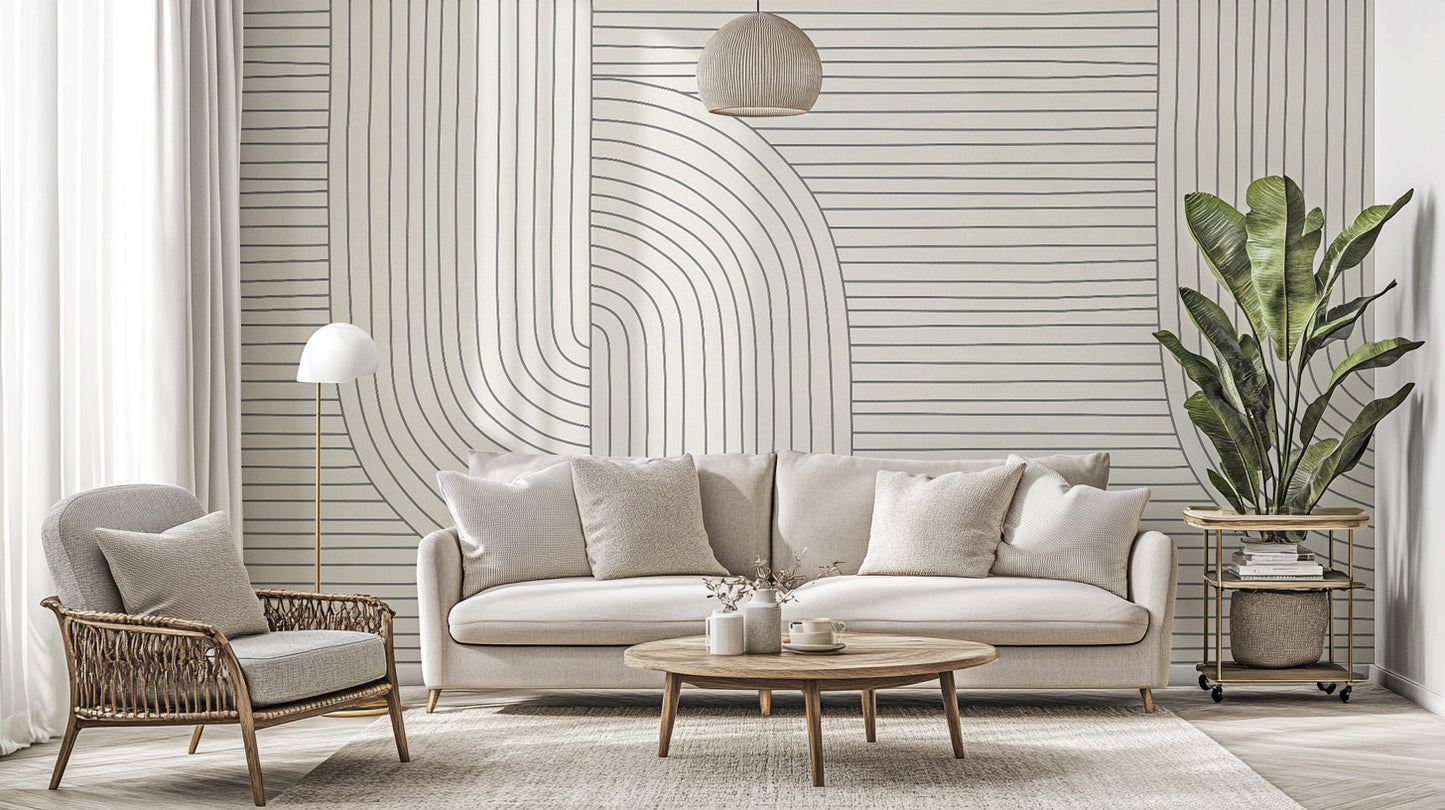 Modern minimalist geometric line wallpaper for walls
