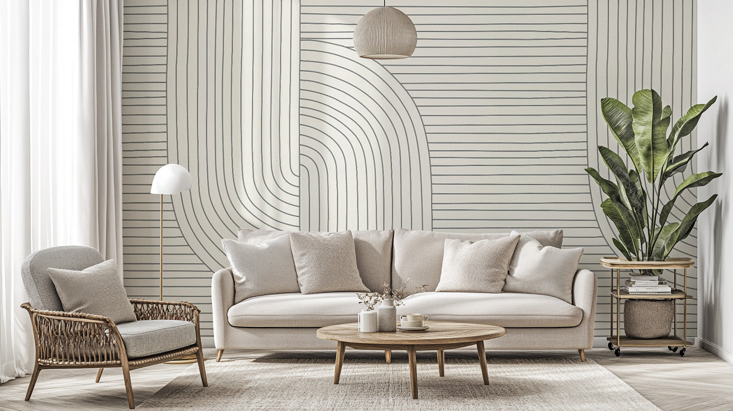 Modern minimalist geometric line wallpaper for walls
