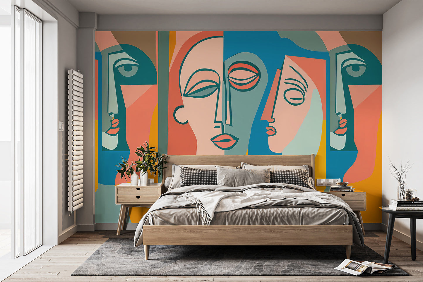 Colourful Faces Mural Wallpaper