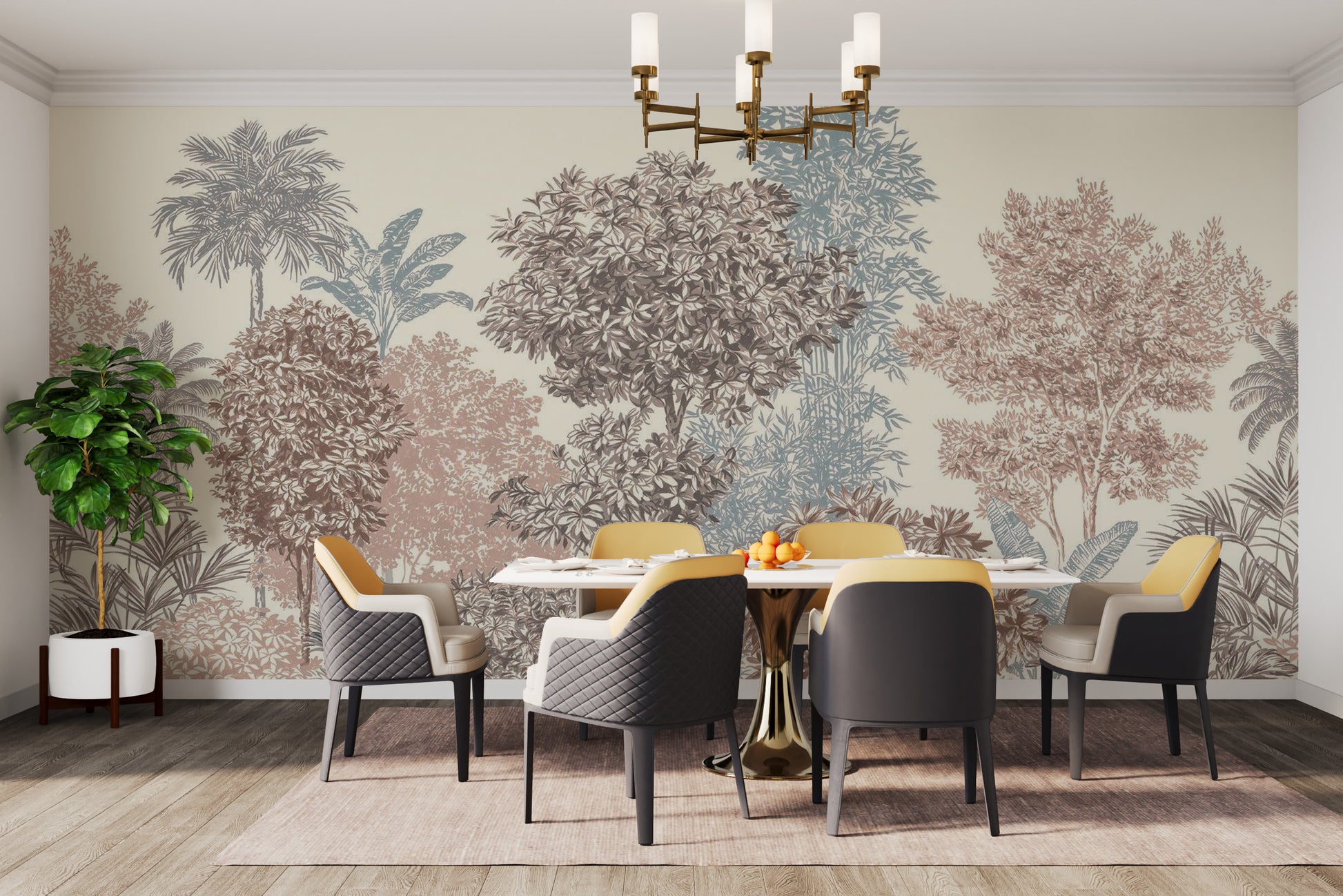 Vibrant Trees Wallpaper Mural with colorful patterns