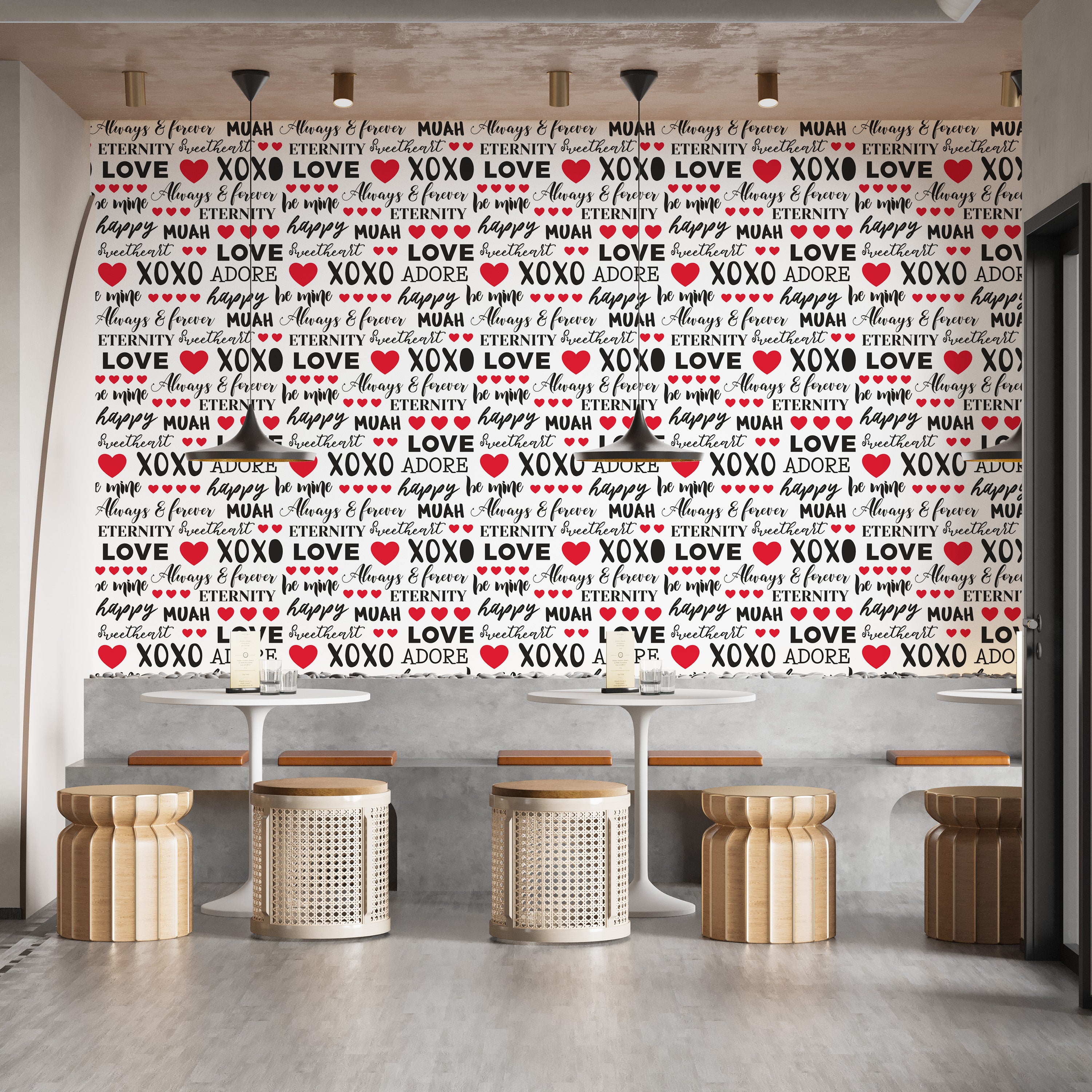 Love Quotes Wallpaper Mural with hearts
