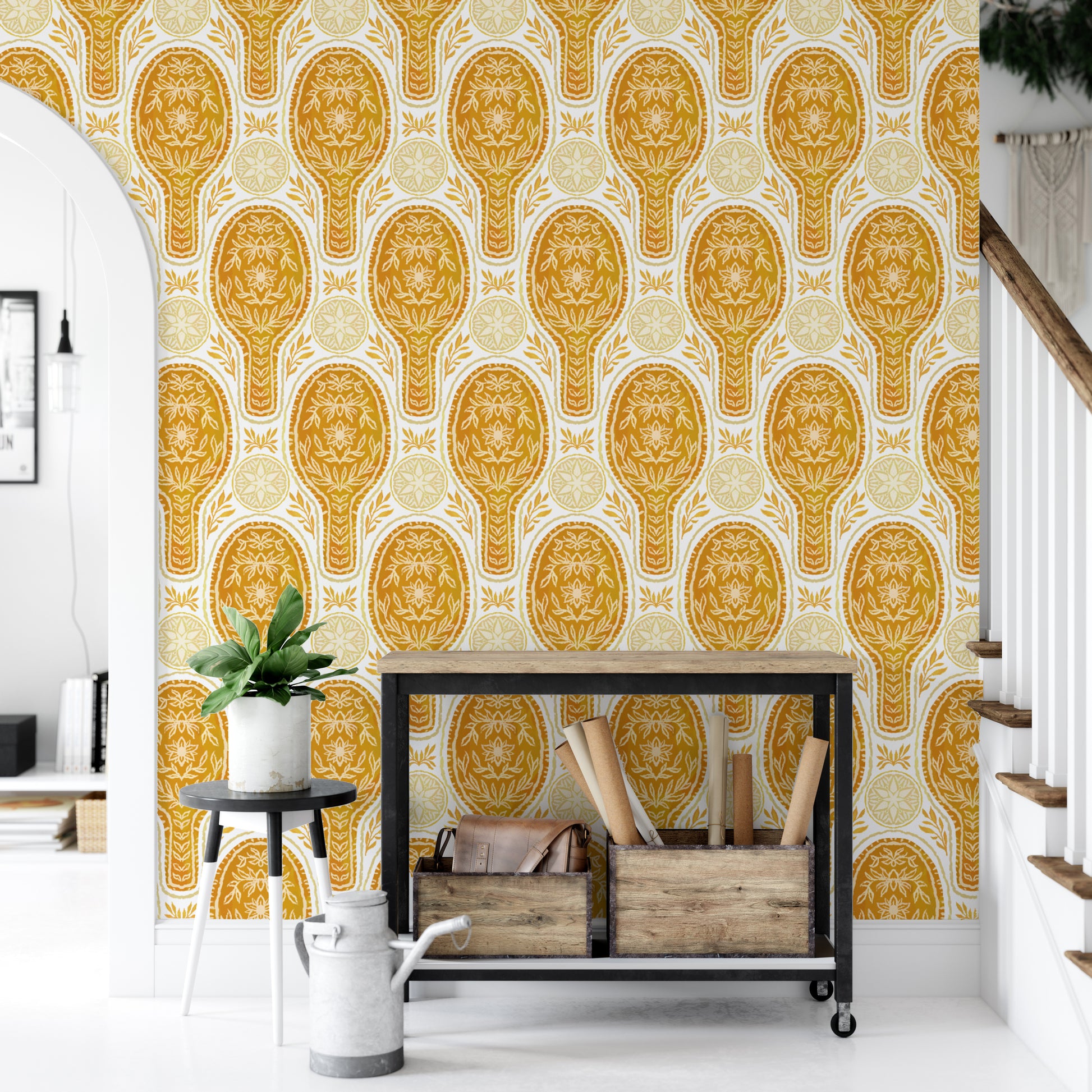 Floral Rockets Golden Yellow Wallpaper - Giffywalls