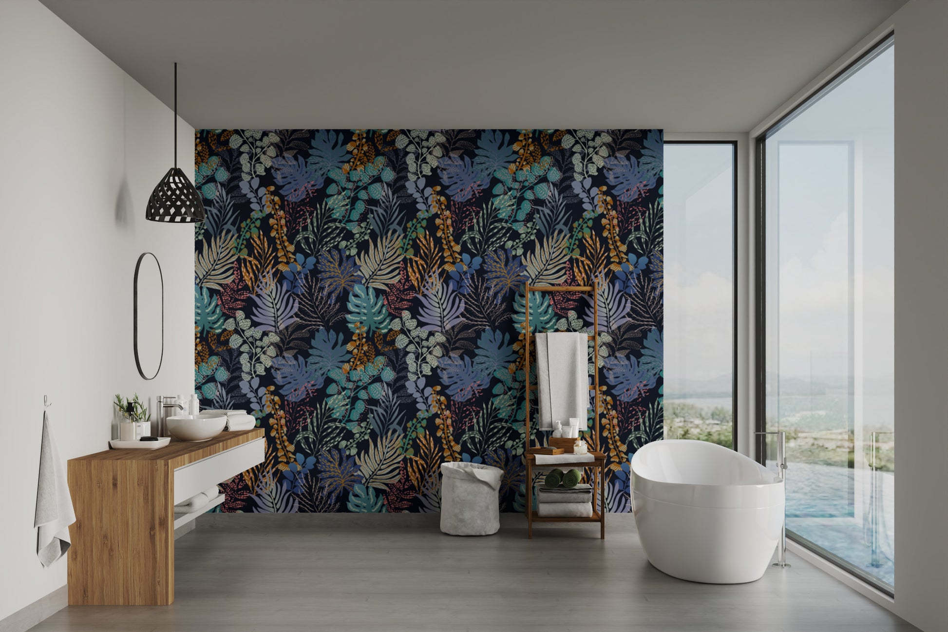 Self-adhesive wallpaper with jungle night charm