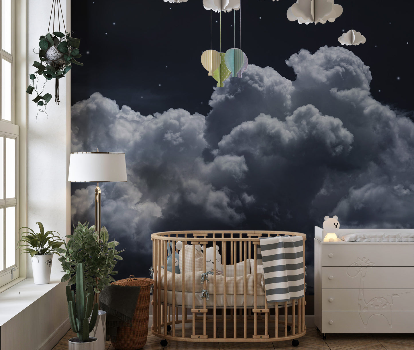 Starry Night Sky Clouds Wall Mural