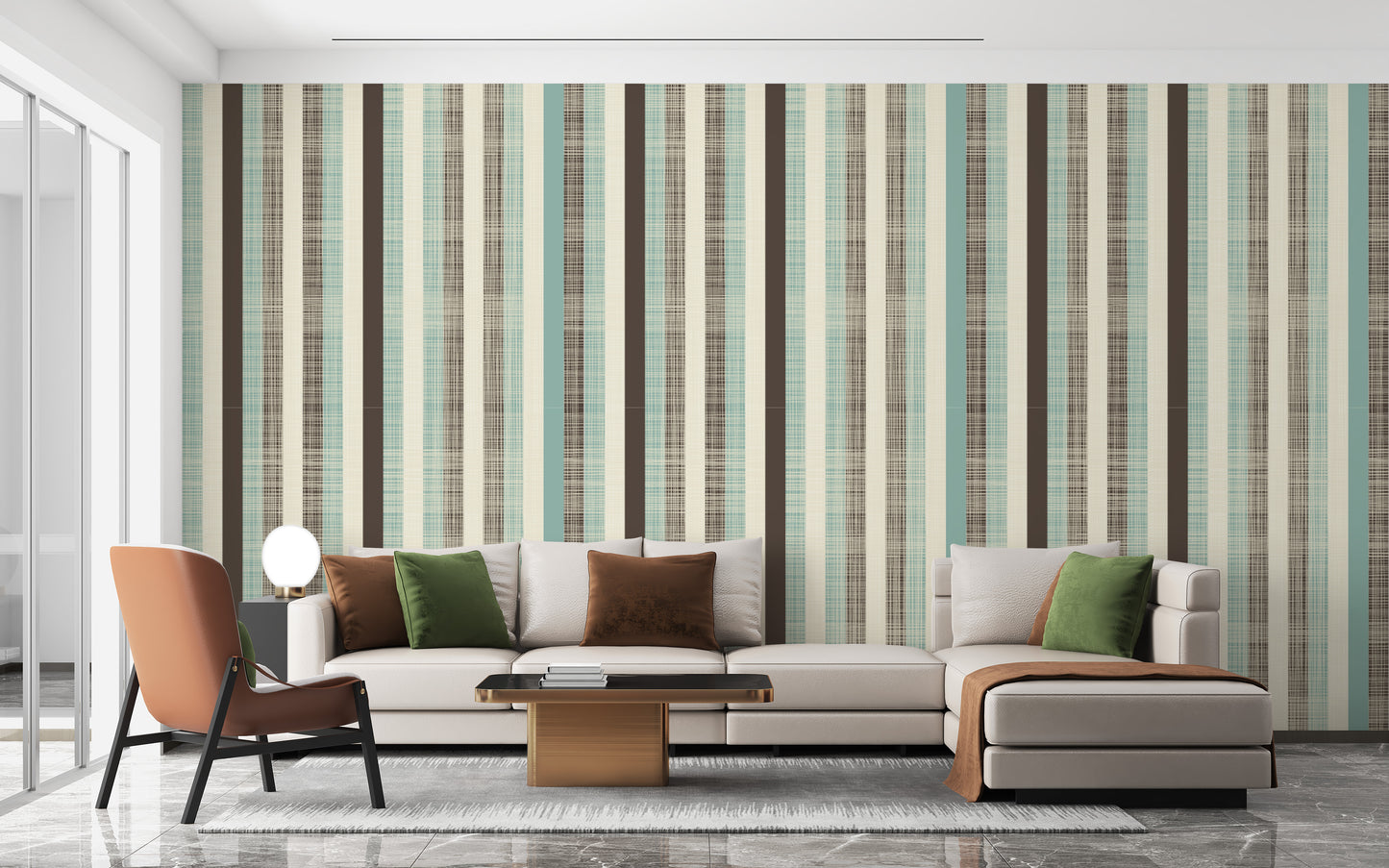 Sophisticated dark green abstract mural design.