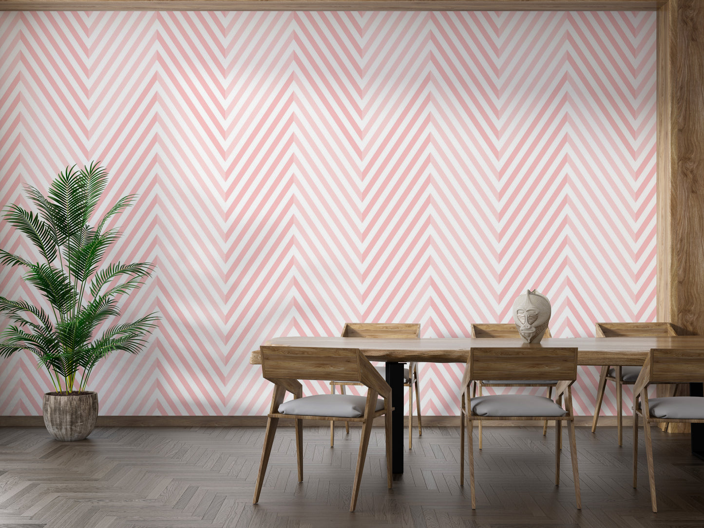 Elegant light pink and white wallpaper mural.