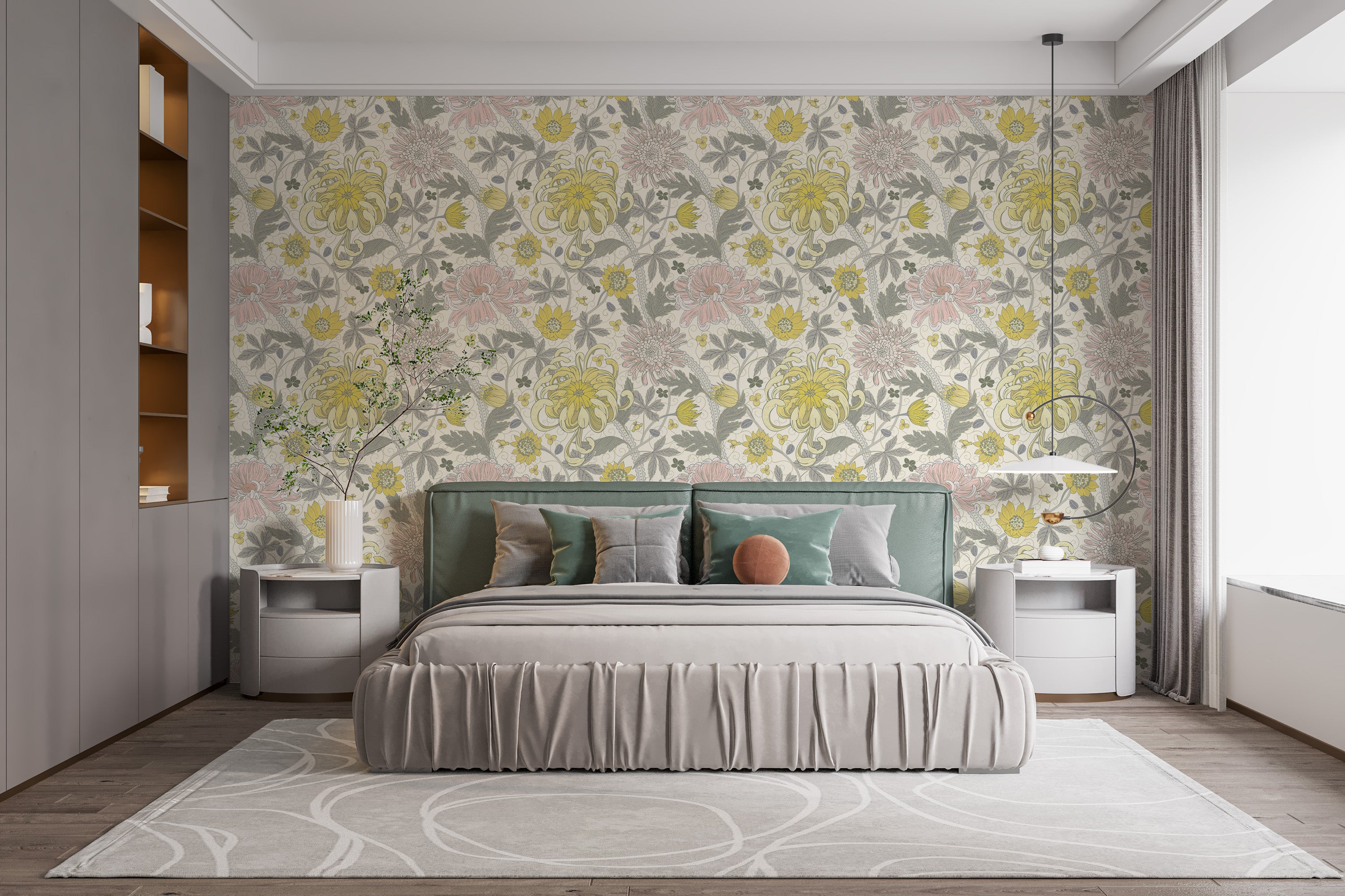 Elegant chrysanthemum garden wallpaper design