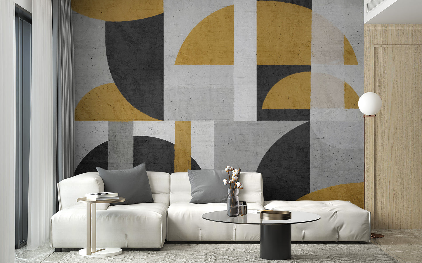 Monochrome Geometric Wall Mural