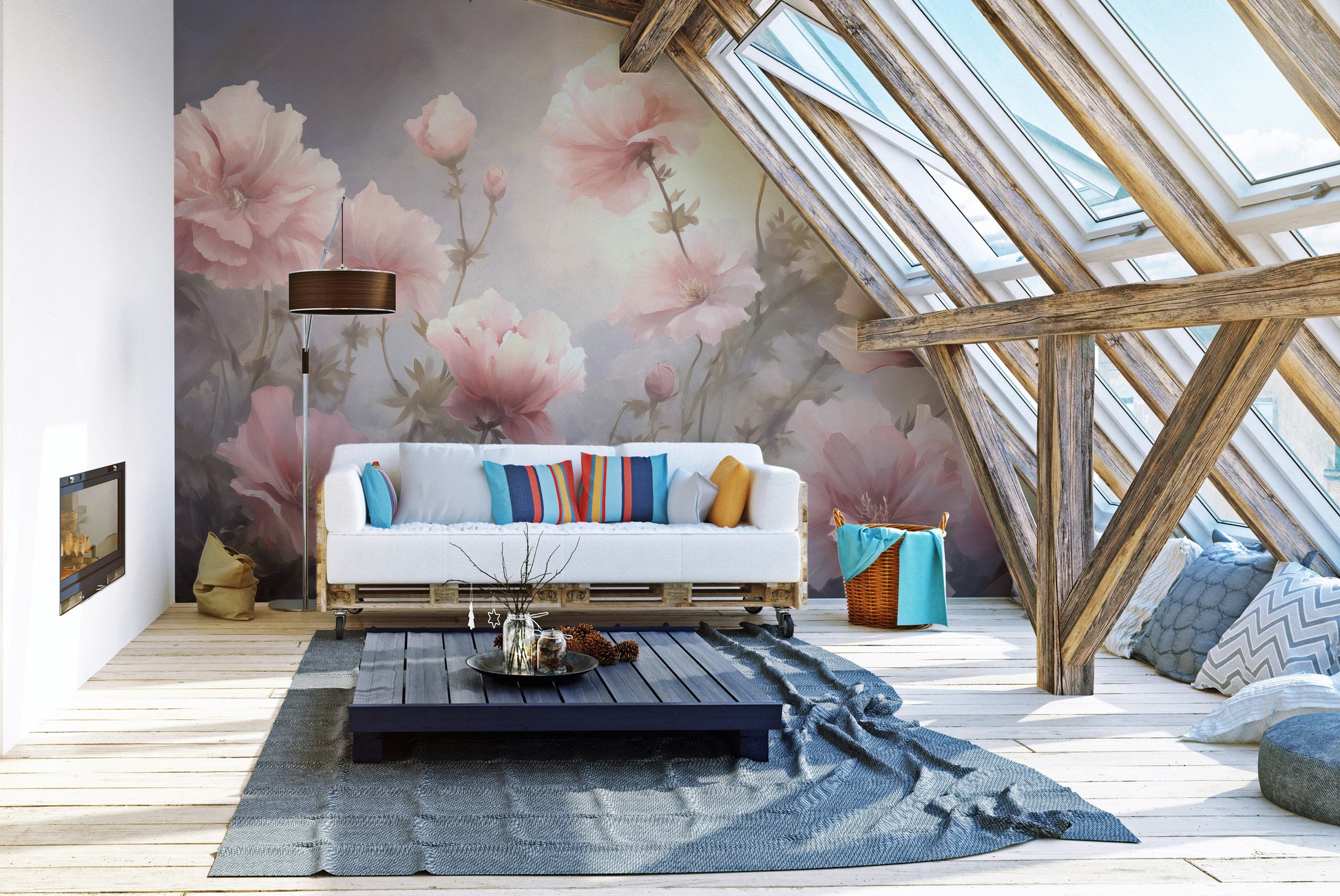 Elegant Godetia pink flower wallpaper mural for a calming, feminine touch.