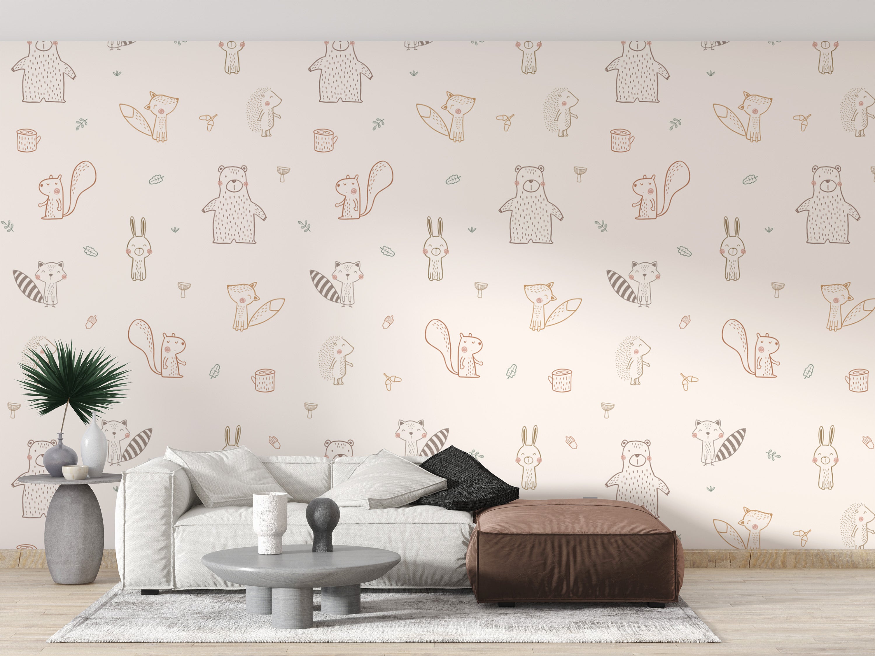 Baby forest friends wallpaper for a fun, natural ambiance.




