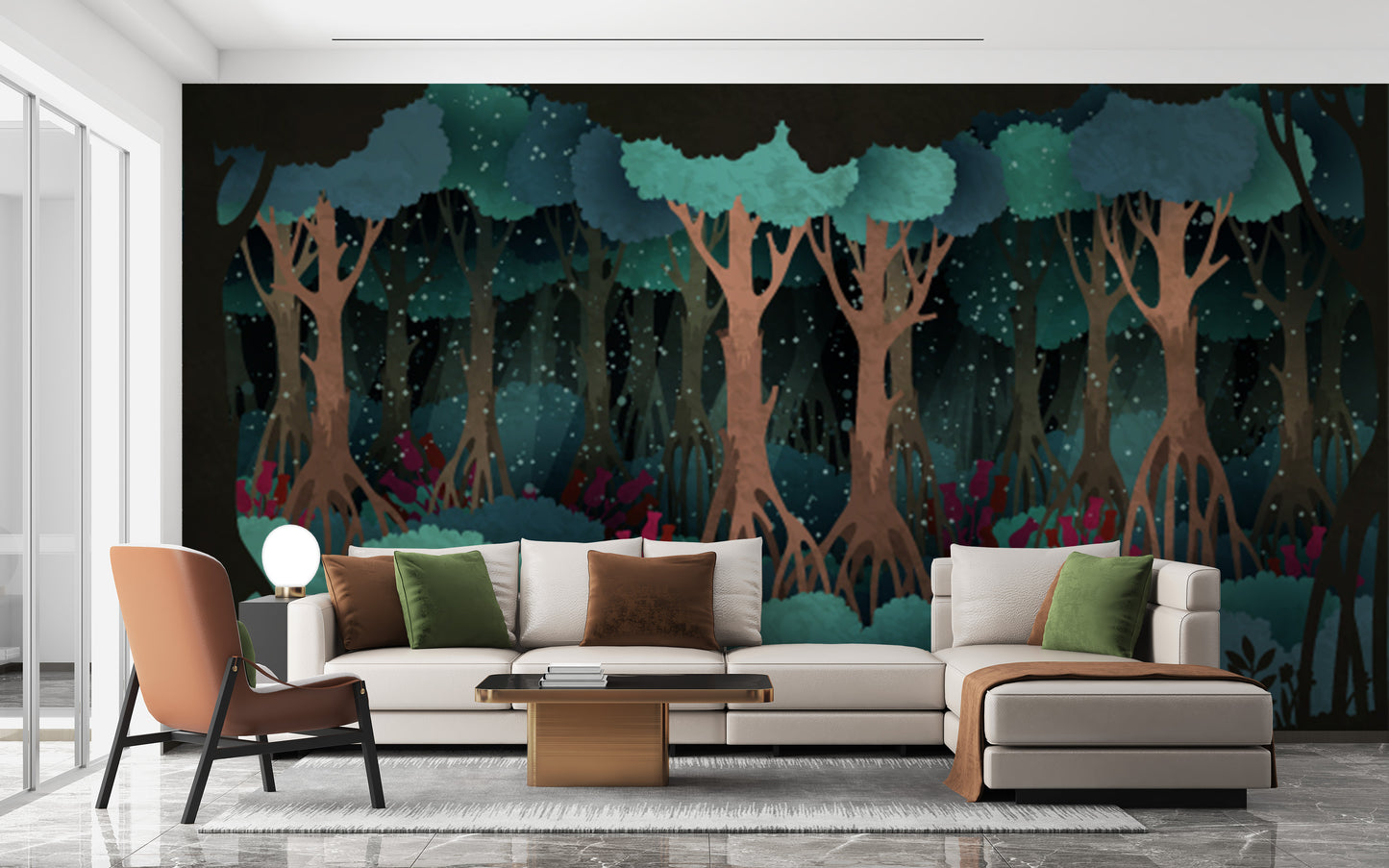 Green Watercolor Fairytale Forest Wallpaper Murals - Giffywalls