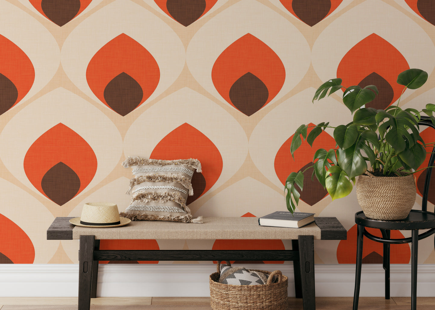 Geometric mural featuring classic ogee shapes
