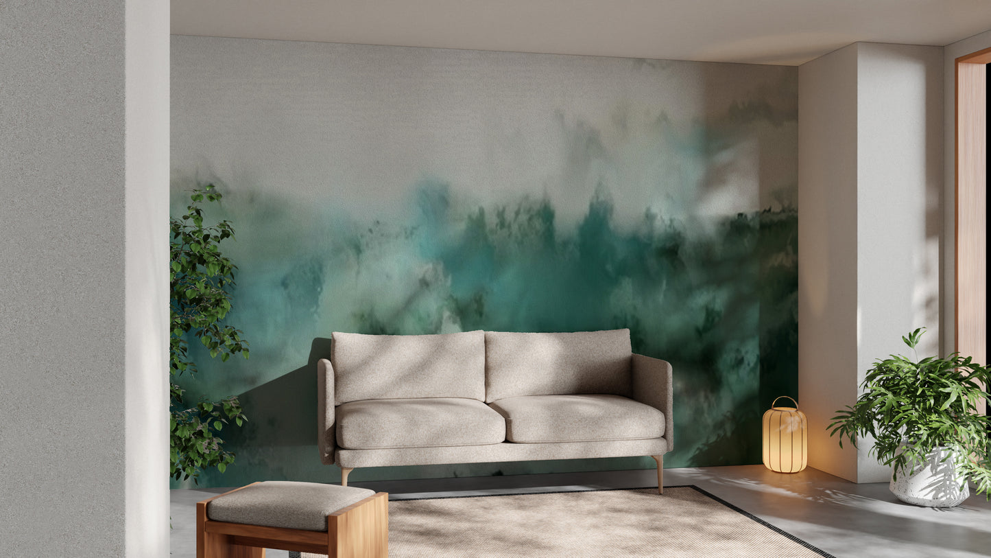 Turquoise Watercolor Wallpaper Mural