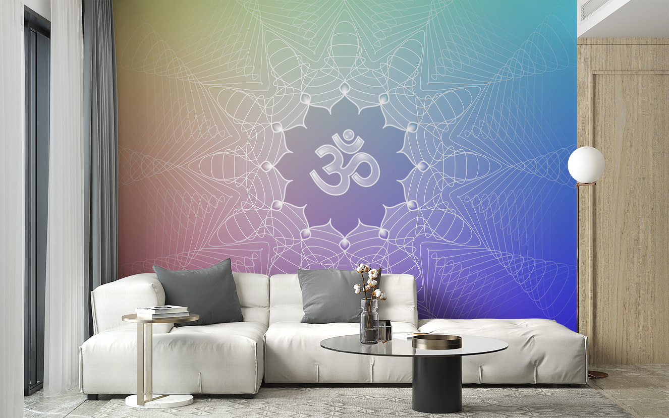 Peaceful Om wallpaper with lotus art
