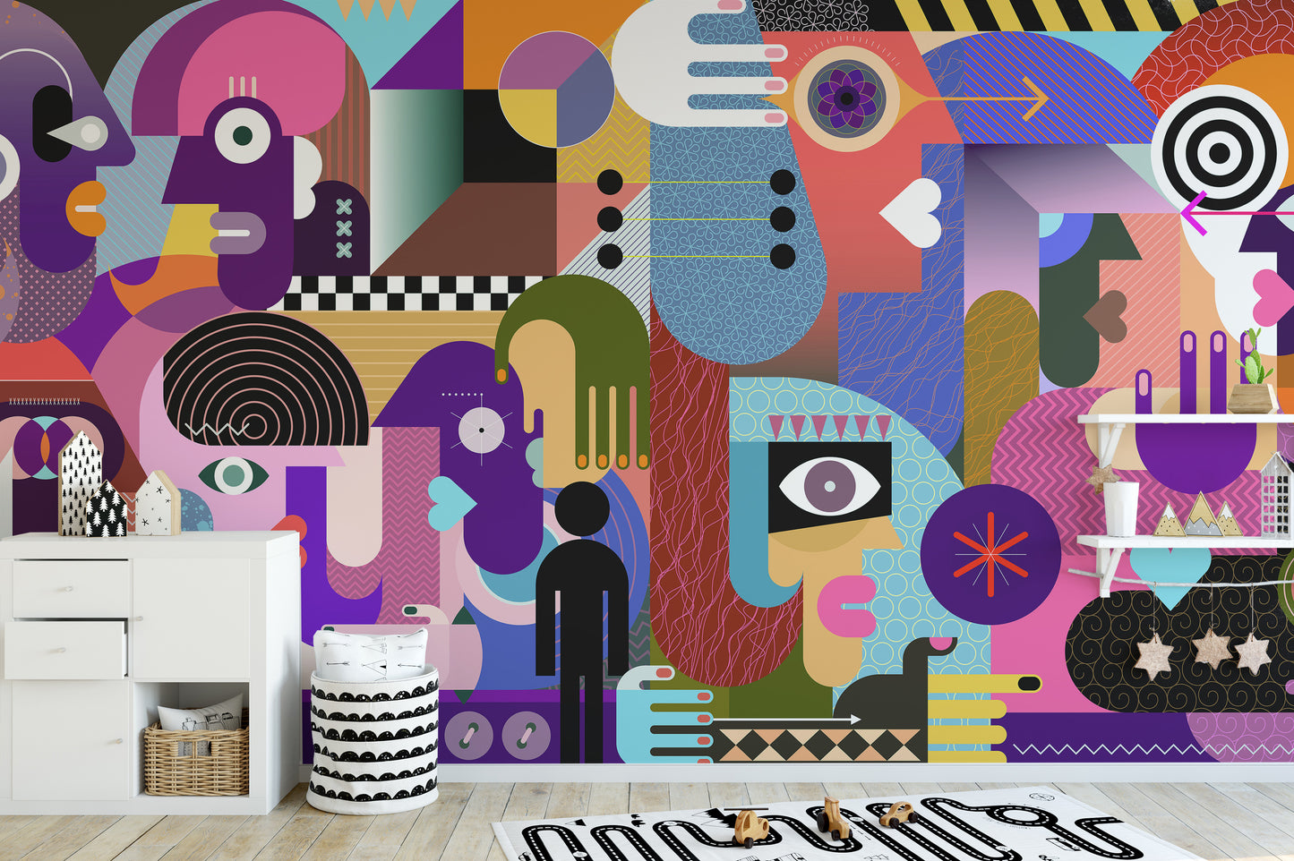 Modern Abstract People Collage Wall Mural