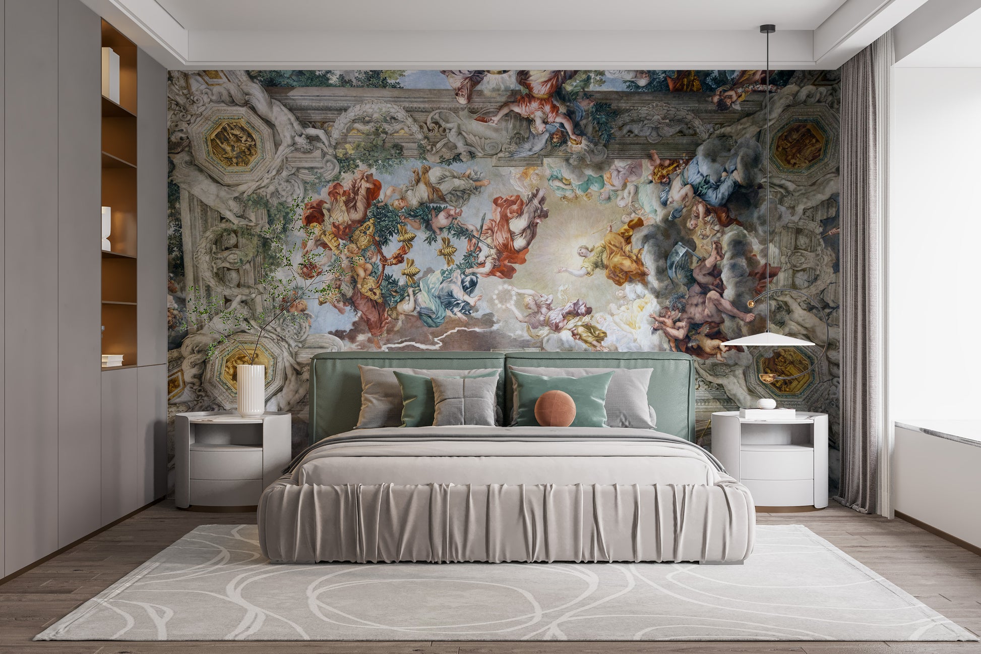 Ceiling art mural with a classic baroque look