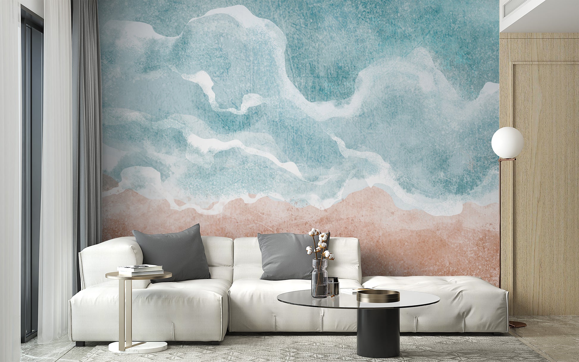 Abstract sea waves wall mural for decor