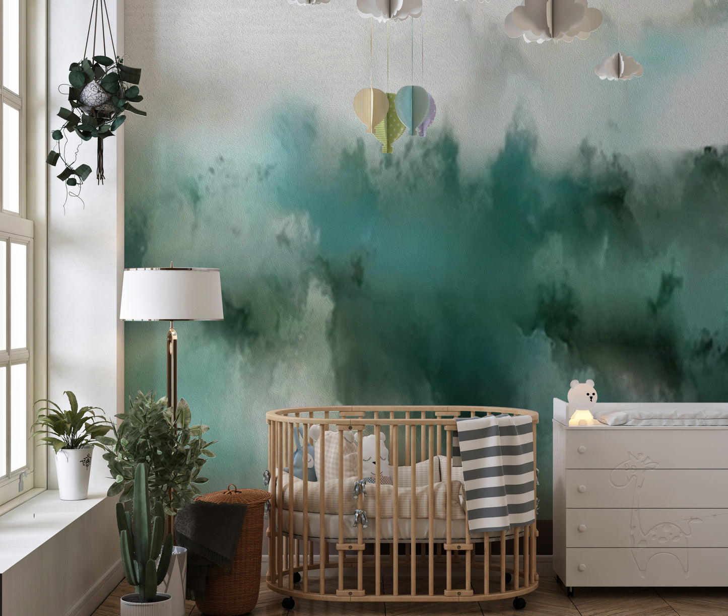 Turquoise Watercolor Wallpaper Mural