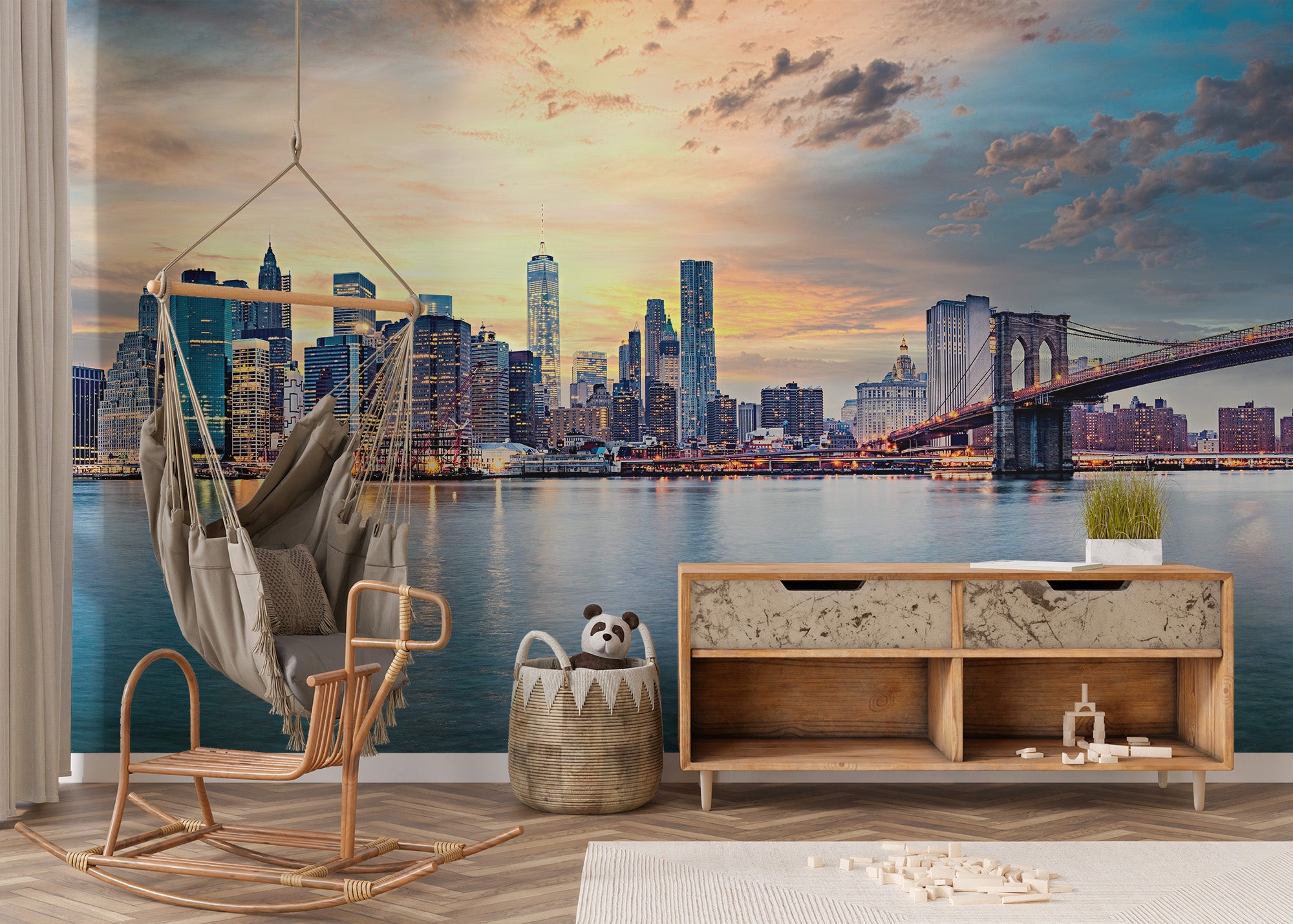 Skyline sunset wallpaper of New York City for walls