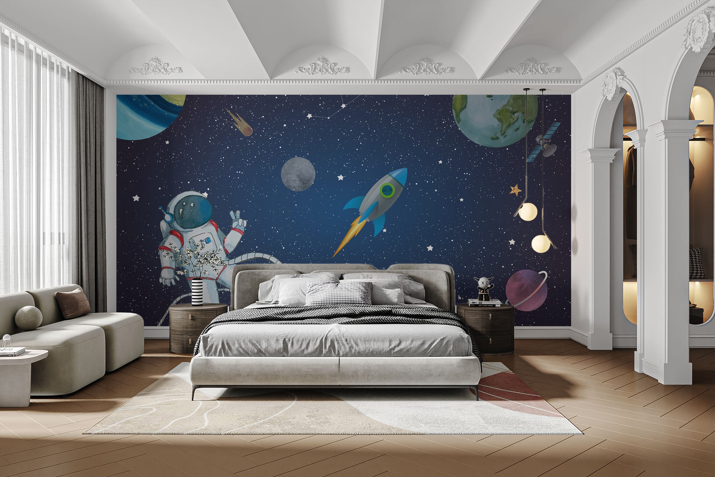 Orbiting Dreams Space Expedition Mural self-adhesive wallpaper