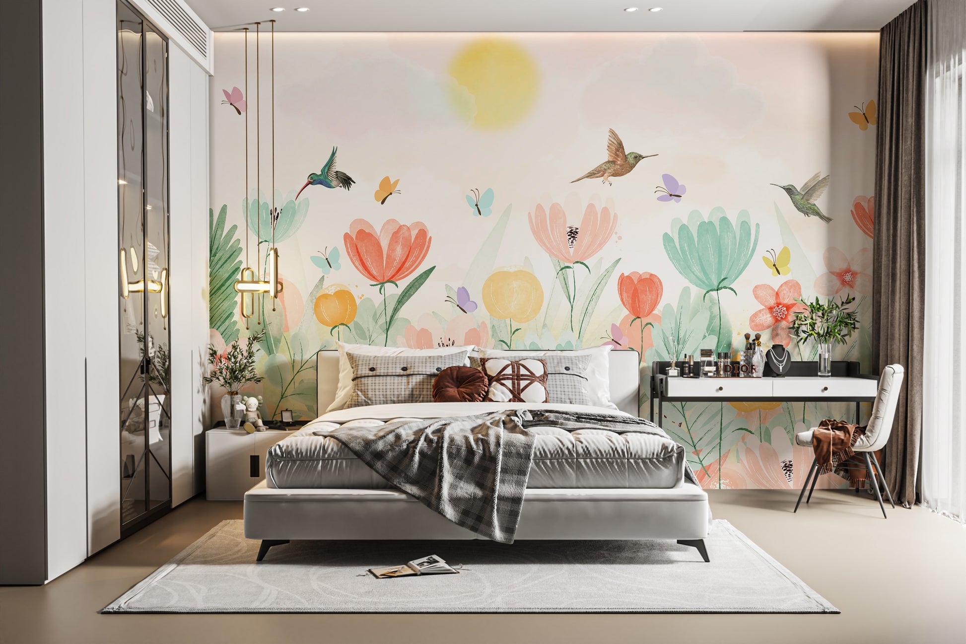 Soft Pastel Spring Garden Mural for walls