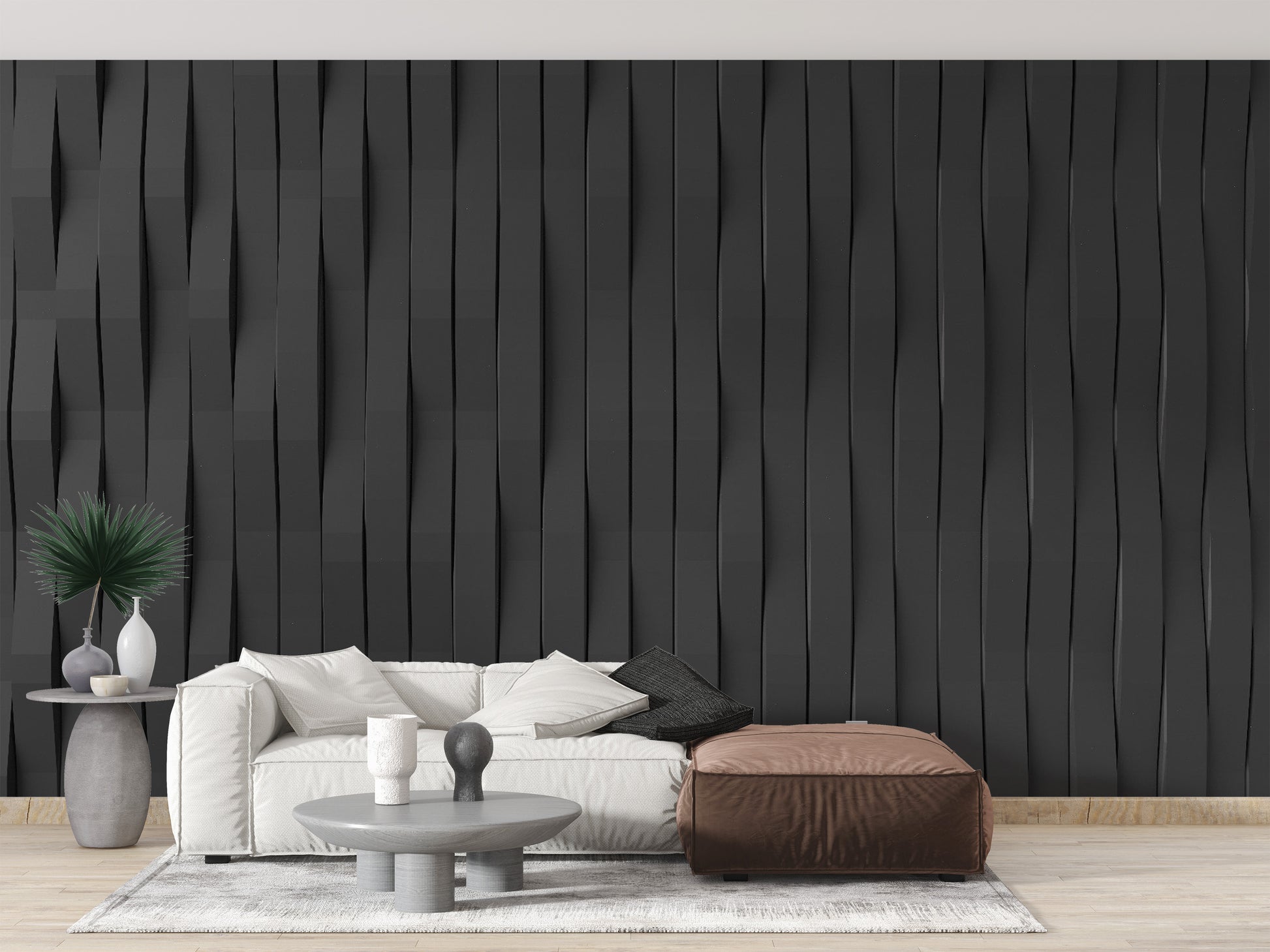 Contemporary wallpaper featuring black tiled patterns
