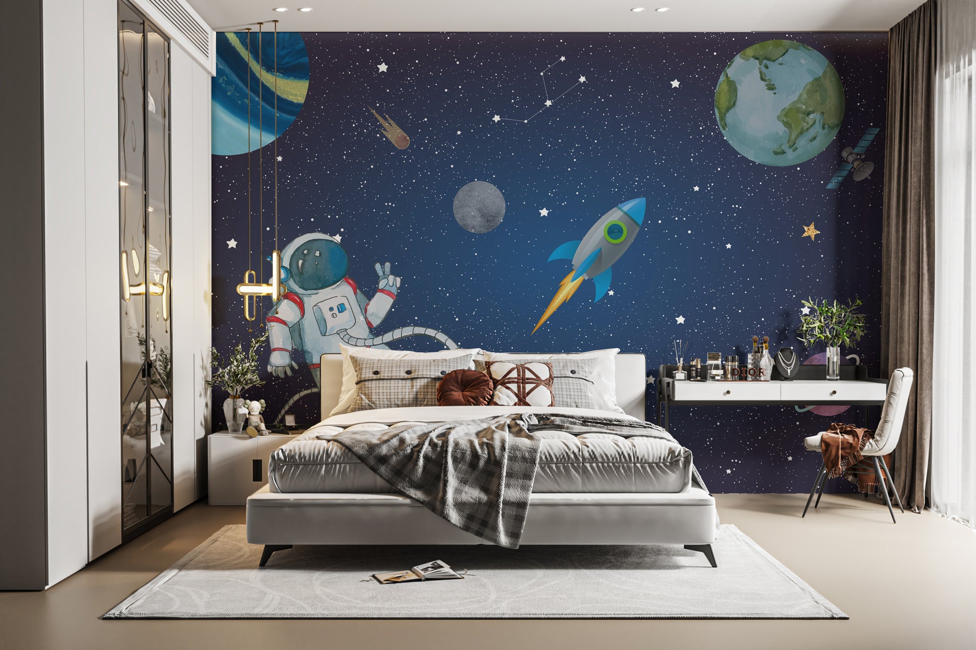 Orbiting Dreams Space Expedition Mural wall decor wallpaper