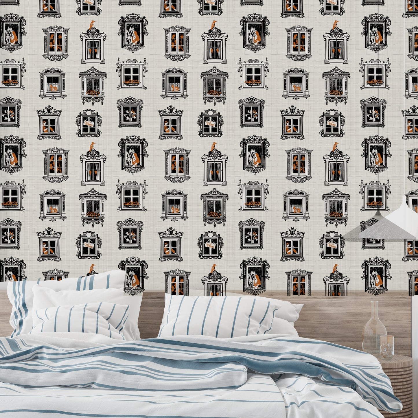 Charming Feline-Themed Vintage Wallpaper Mural
