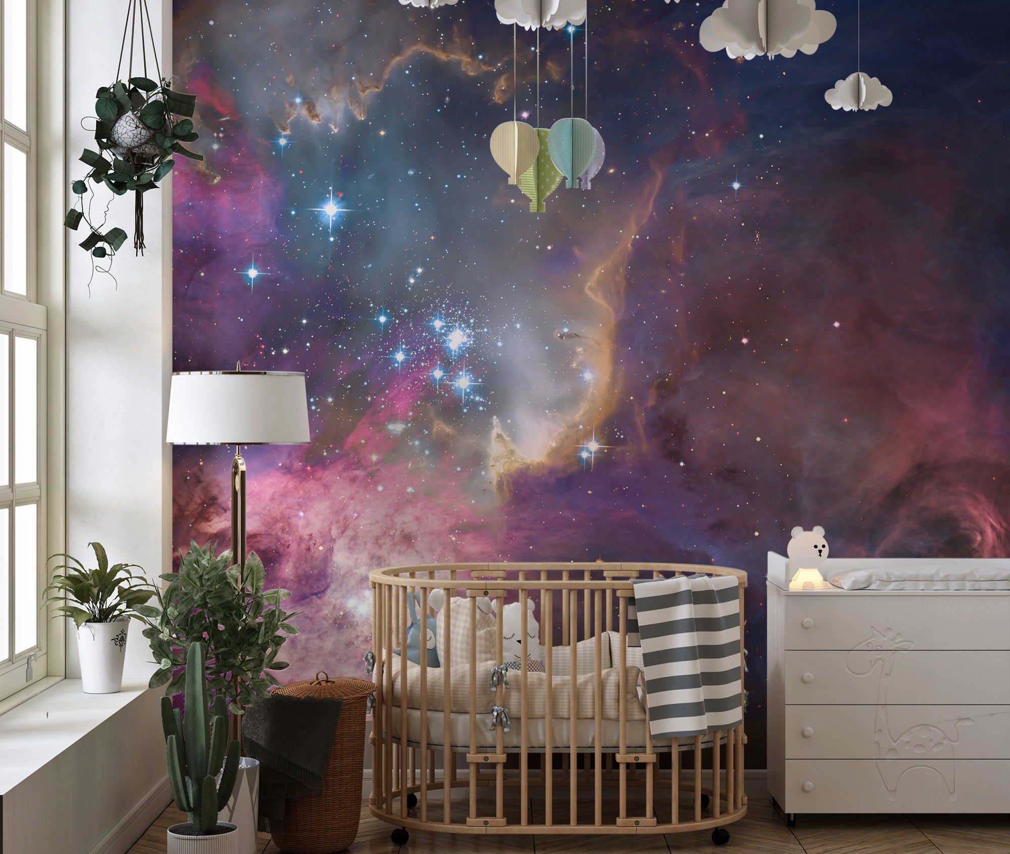 Vibrant galactic nebula mural wallpaper
