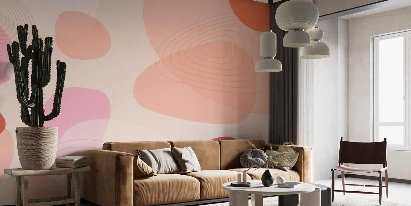 Peach Pink Modern Wallpaper Mural