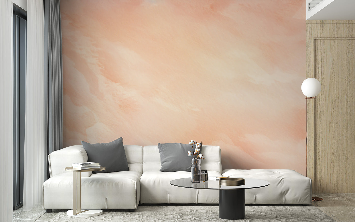 Peach-themed wallpaper for living areas