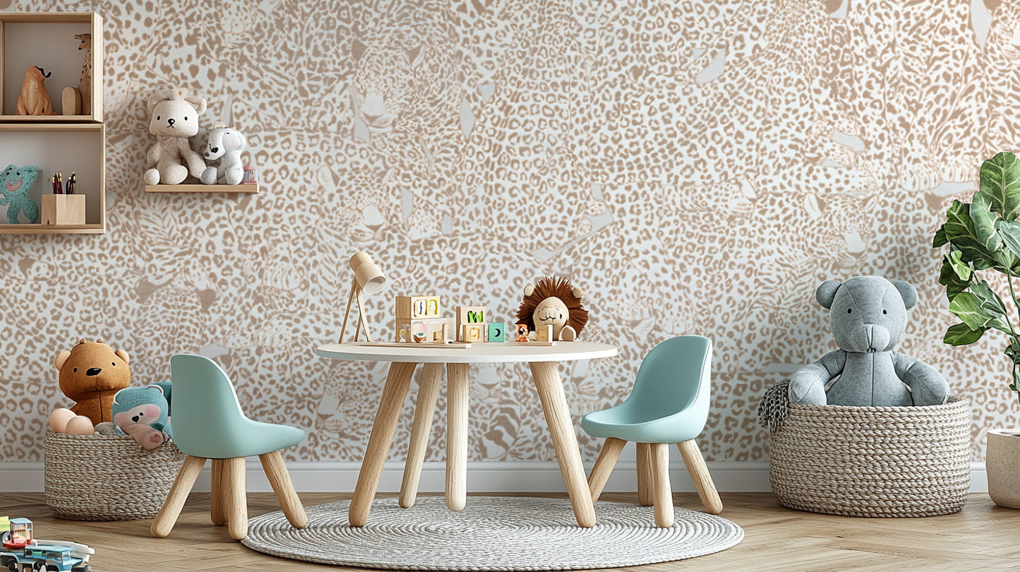 Luxurious cheetah print wallpaper for a sleek, trendy look.
