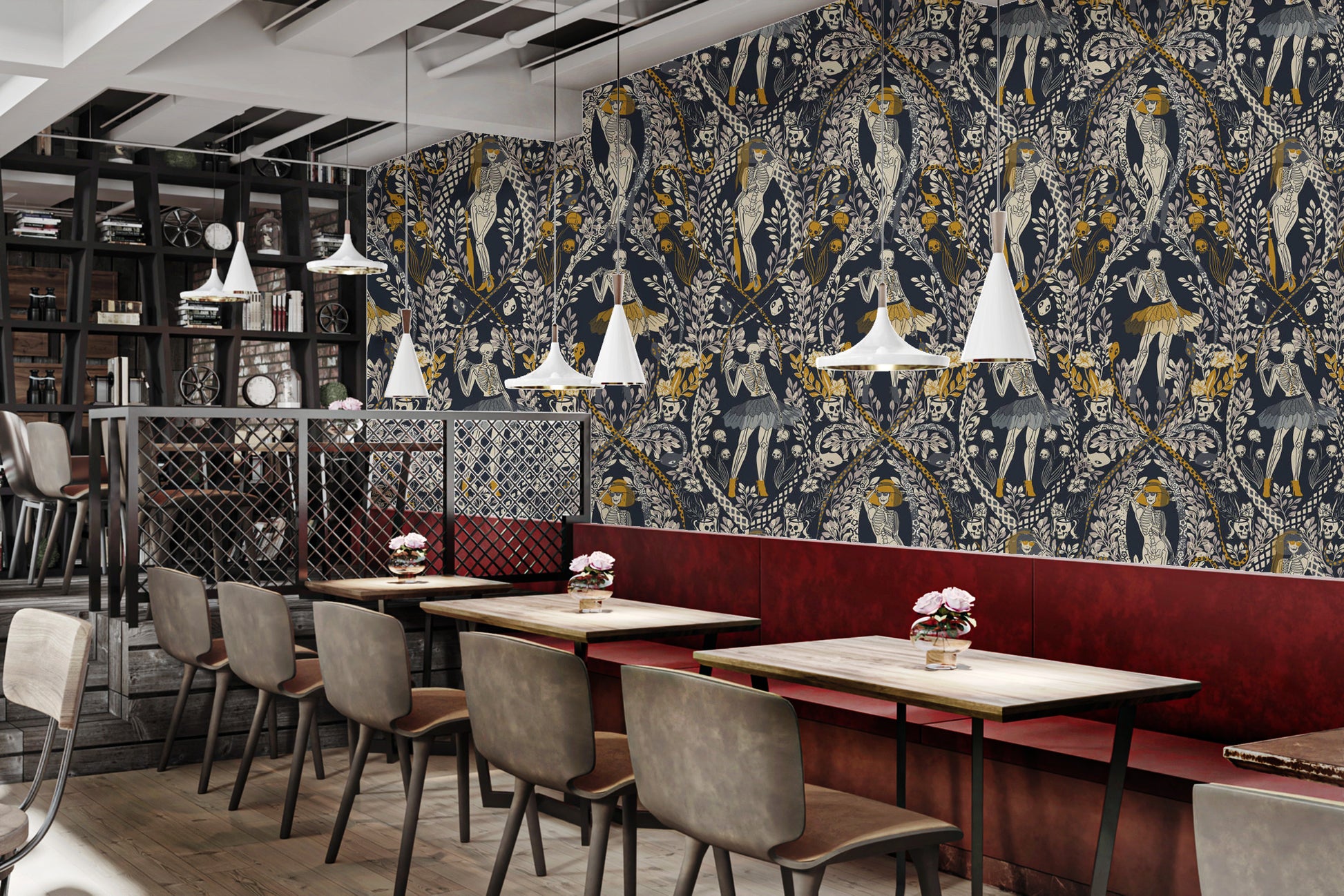 Artistic masquerade wallpaper for festive spaces