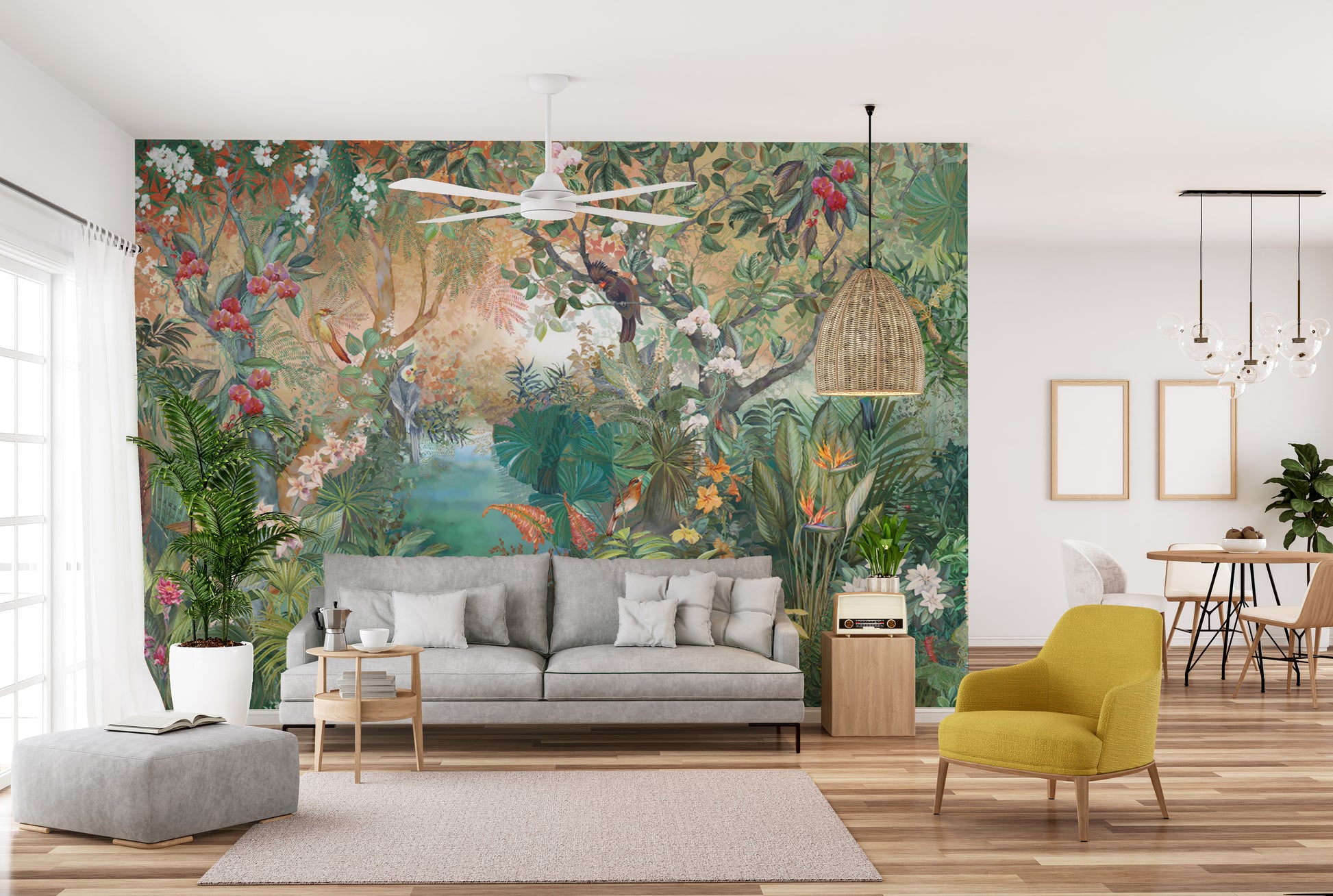 Jungle Canopy with Birds Wall Mural
