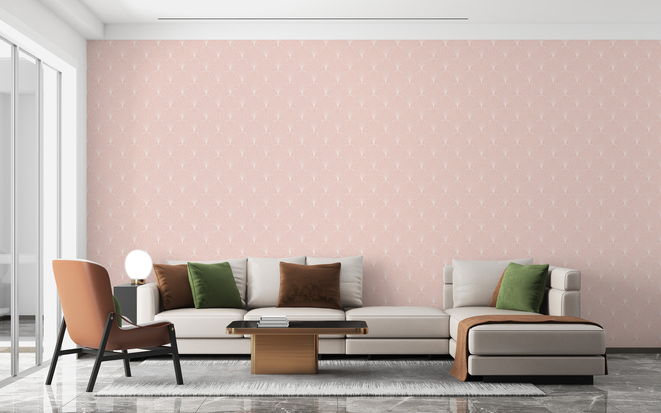 Soft pink art deco geometric wallpaper