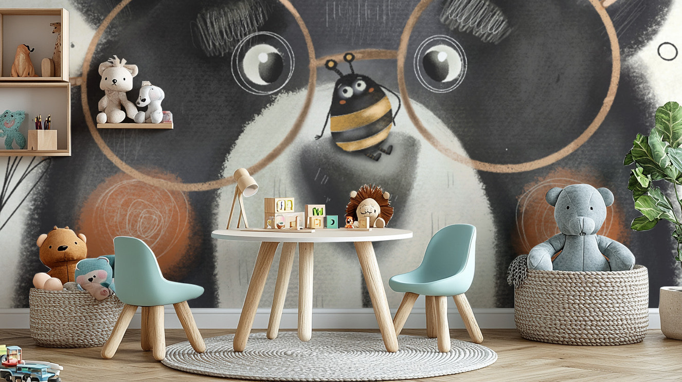 Creative Bear Face Wallpaper Mural