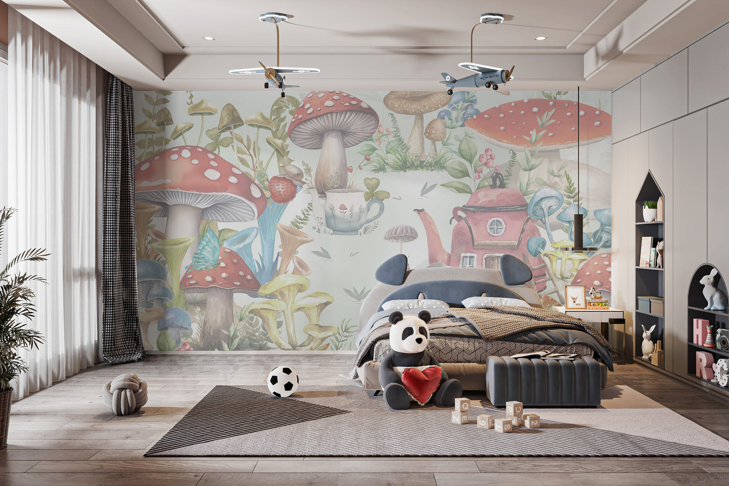 Whimsical Mushroom Garden Mural - Giffywalls