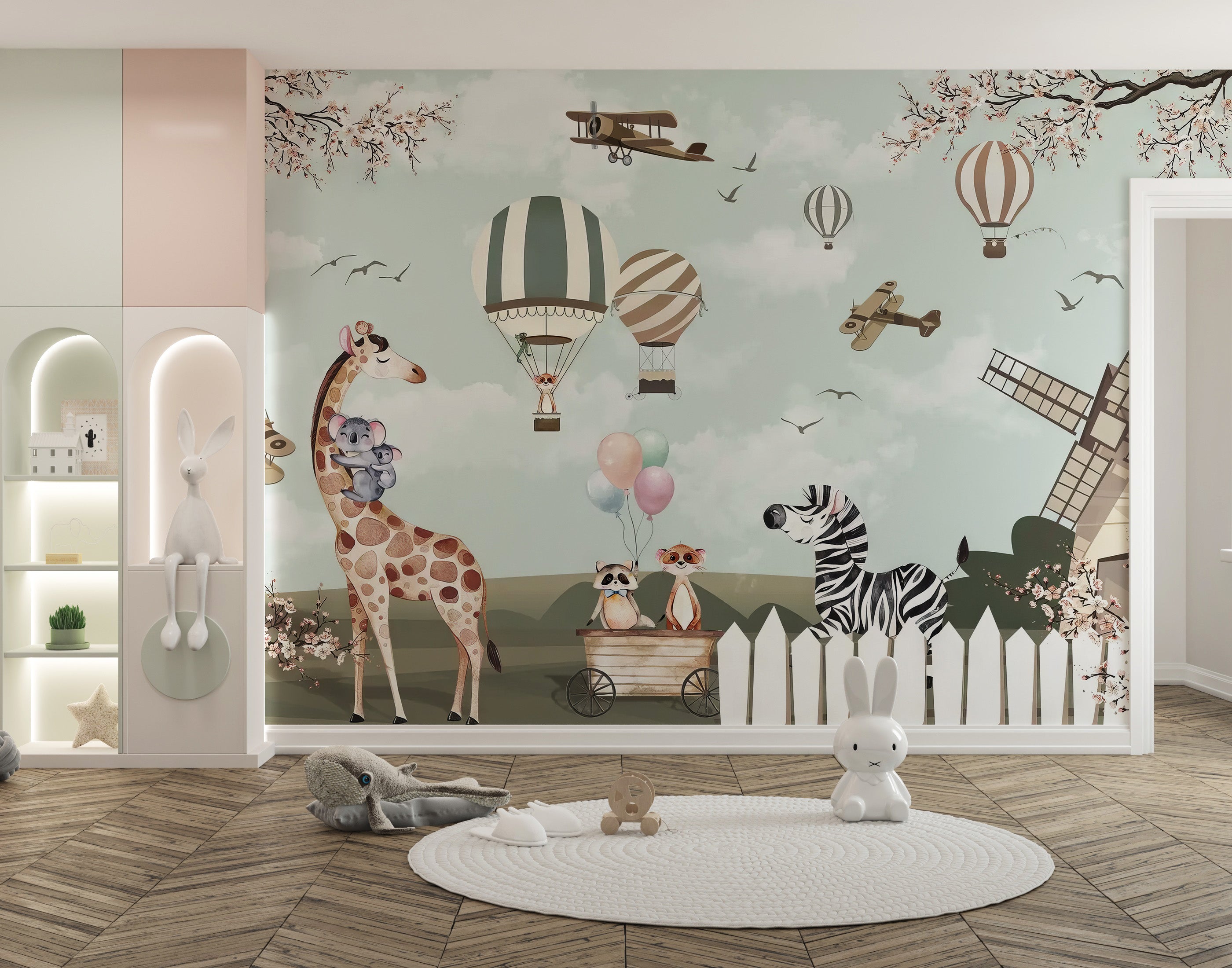 Colorful animal wallpaper for cheerful nurseries