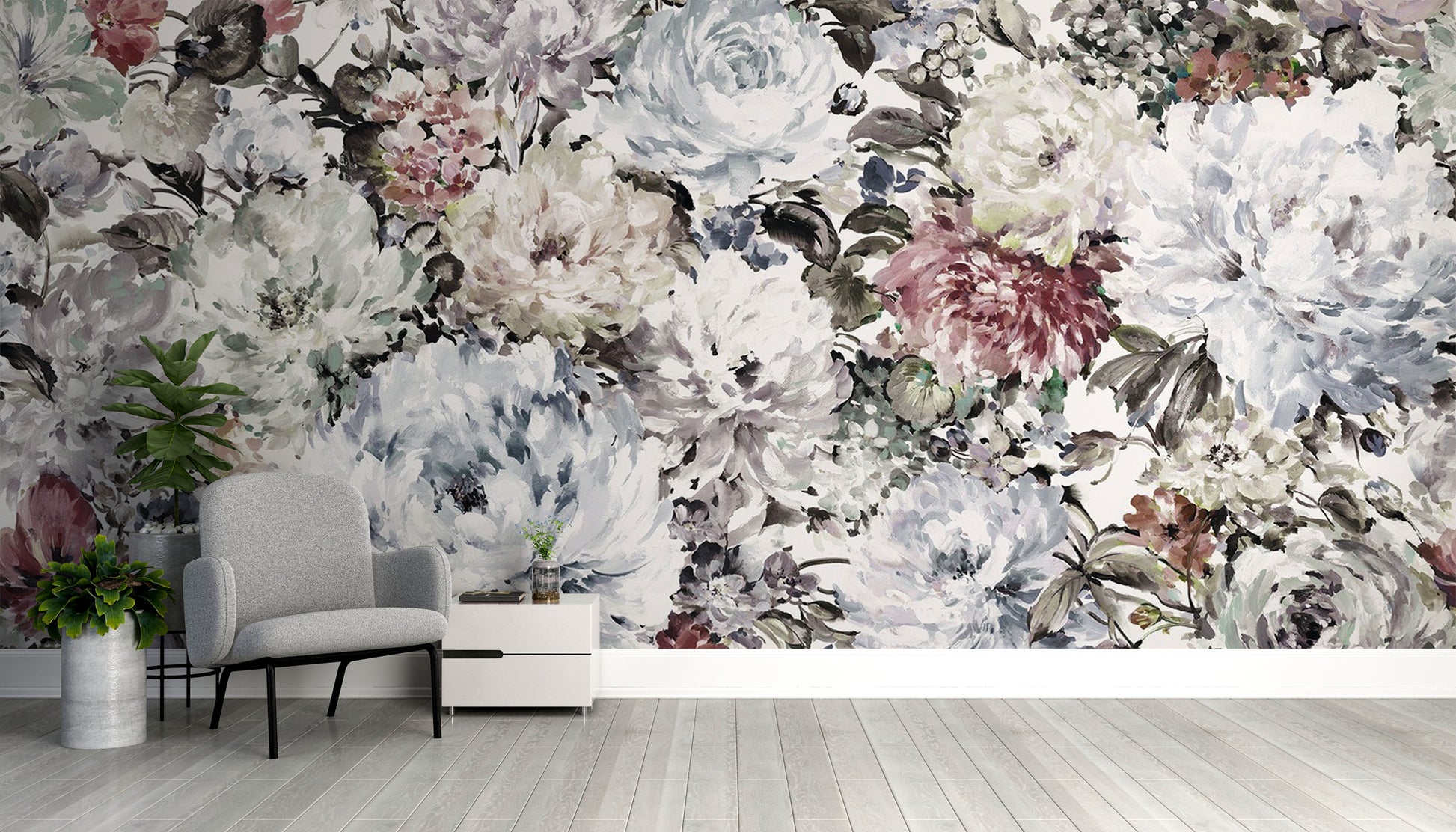 Vintage-inspired watercolor flower wallpaper
