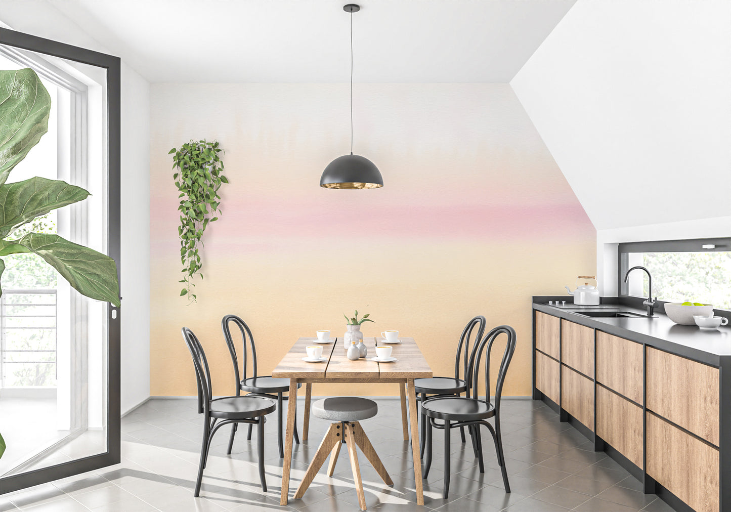 Sunset Watercolor Ombre Wallpaper Mural