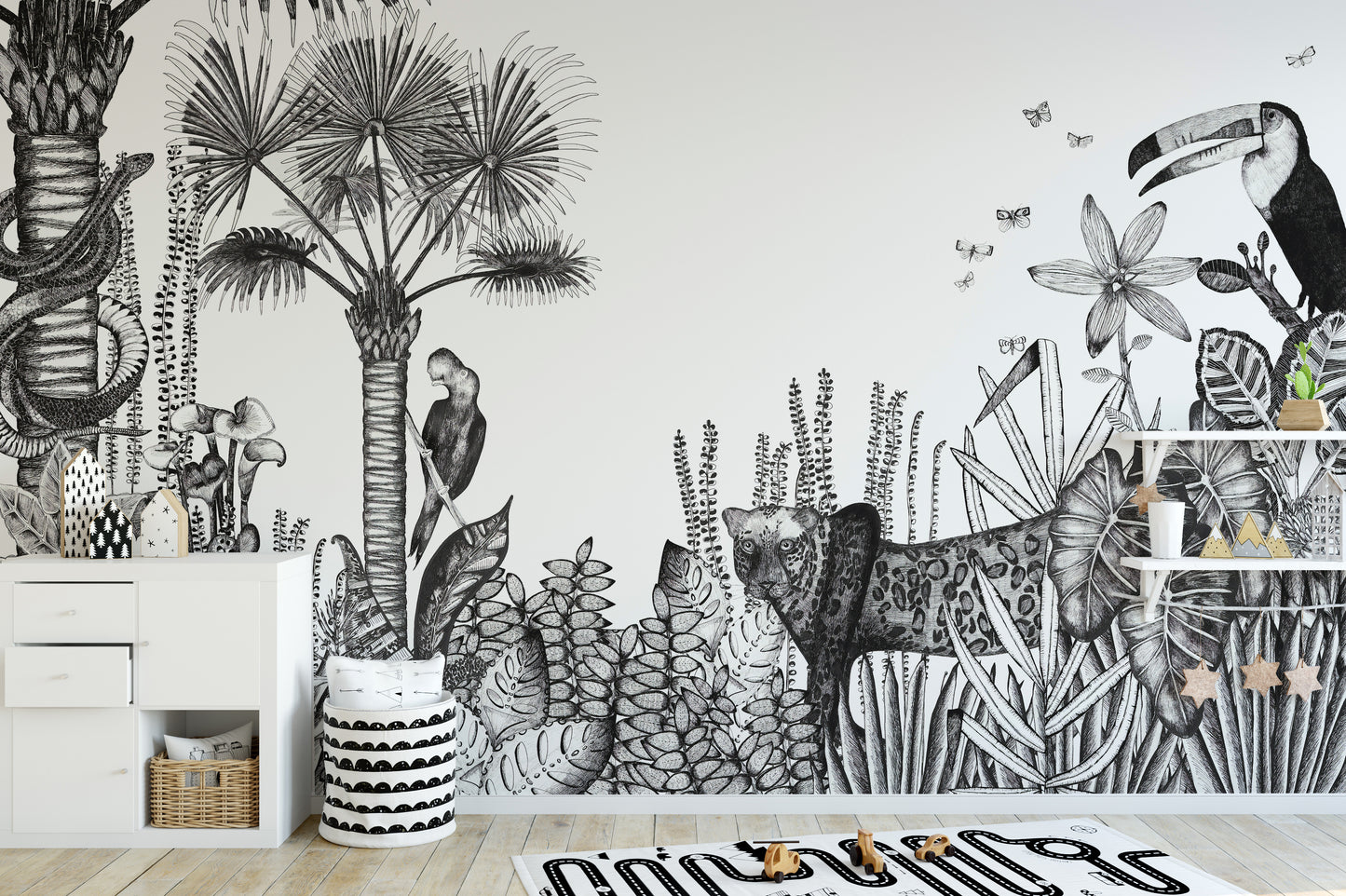 Charcoal Pencil Art Tropical Wallpaper Murals - Giffywalls